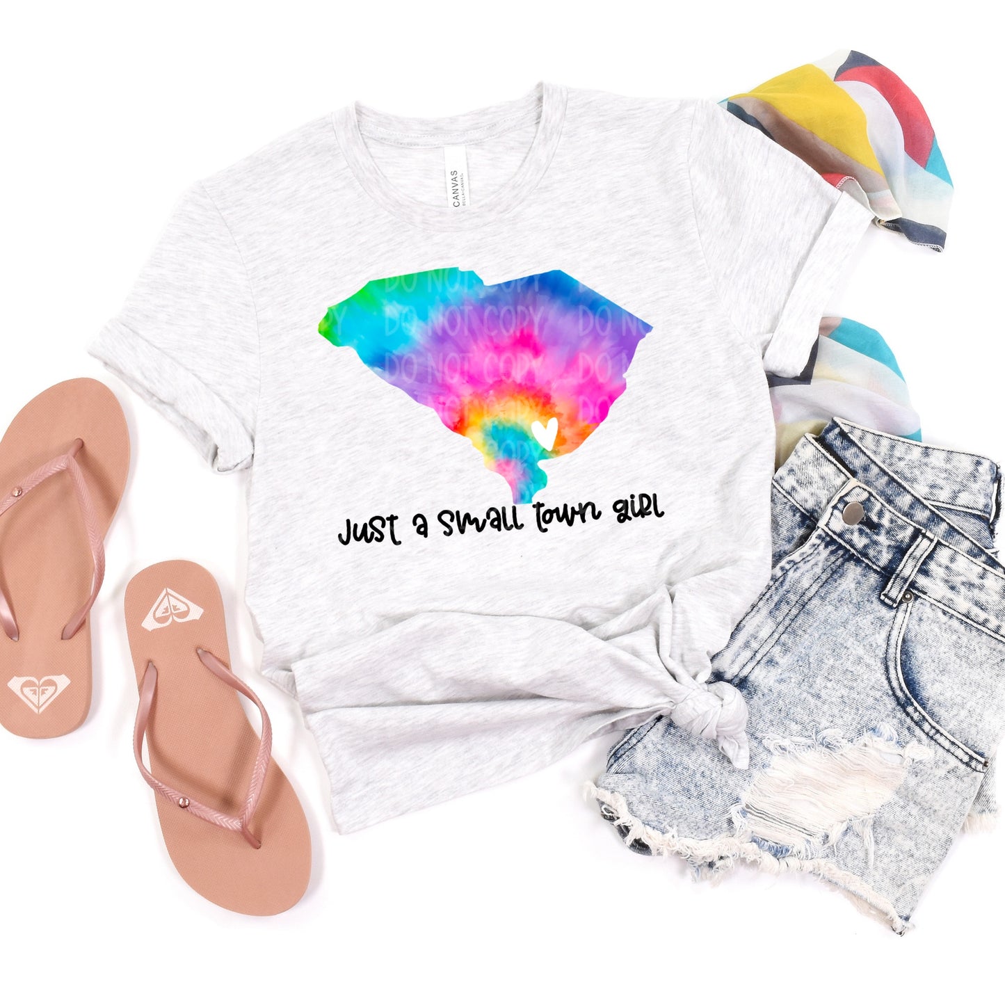 DTF TRANSFER Just A Small Town Girl Tie Dye SOUTH CAROLINA