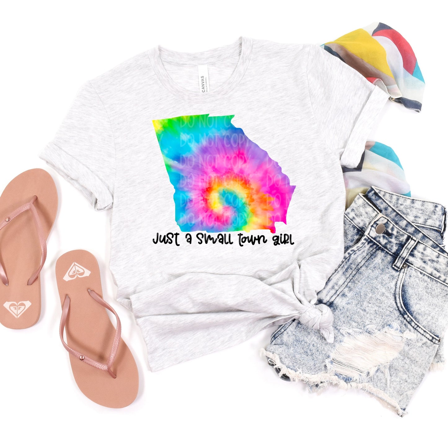 DTF TRANSFER Just A Small Town Girl Tie Dye GEORGIA