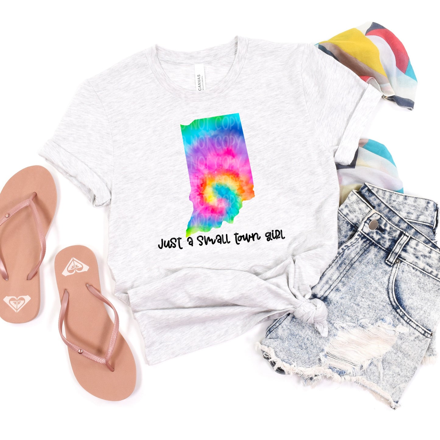 DTF TRANSFER Just A Small Town Girl Tie Dye INDIANA