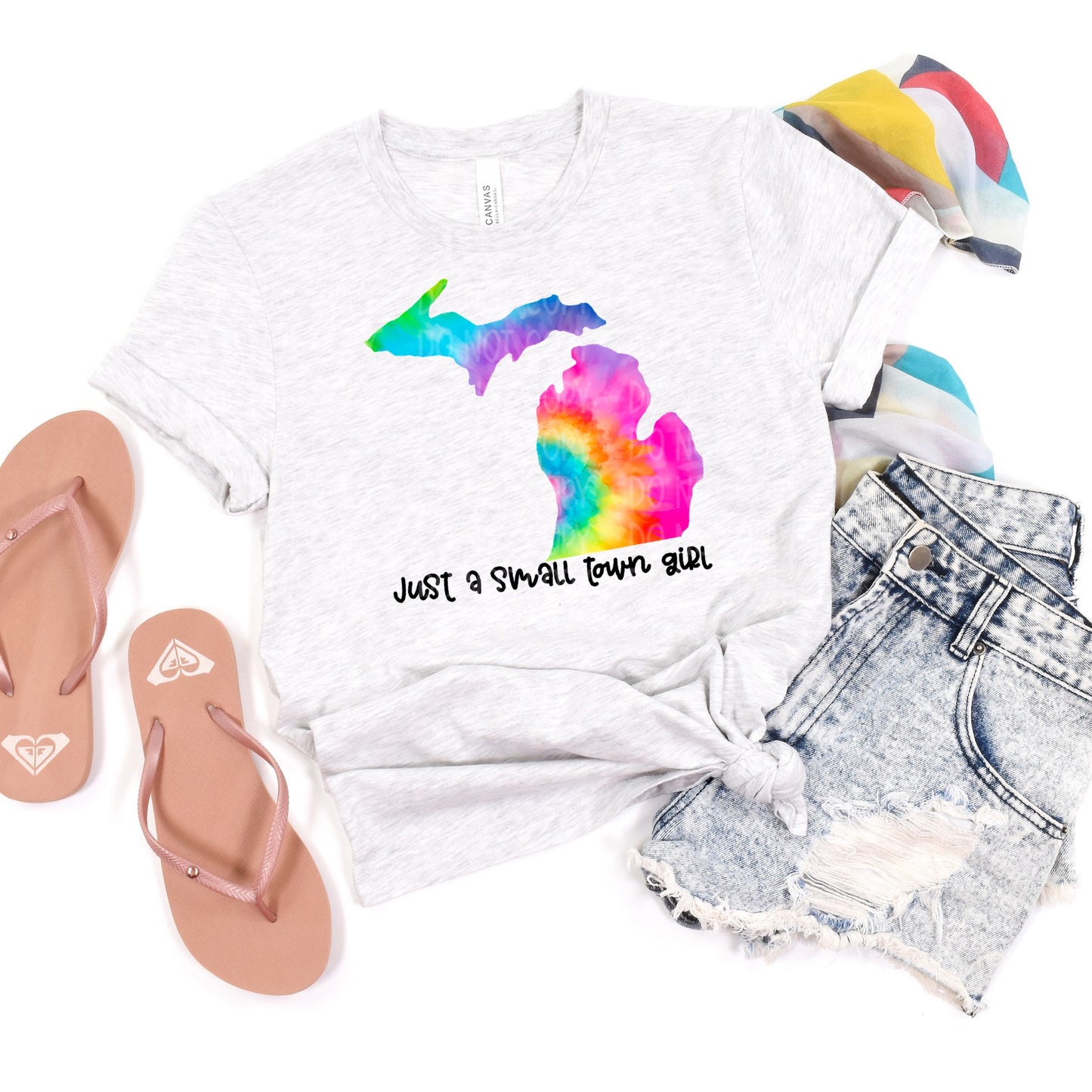 DTF TRANSFER Just A Small Town Girl Tie Dye MICHIGAN