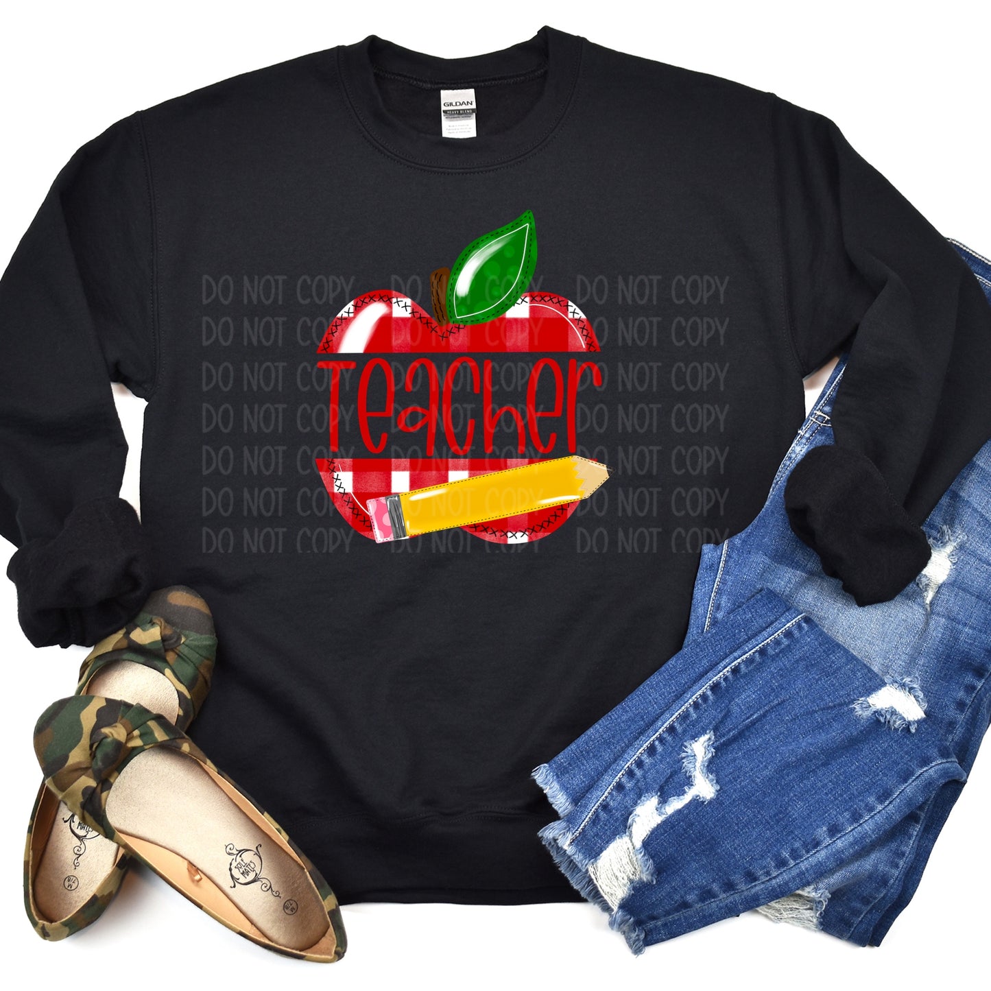 DTF TRANSFER Teacher (Apple & Pencil)