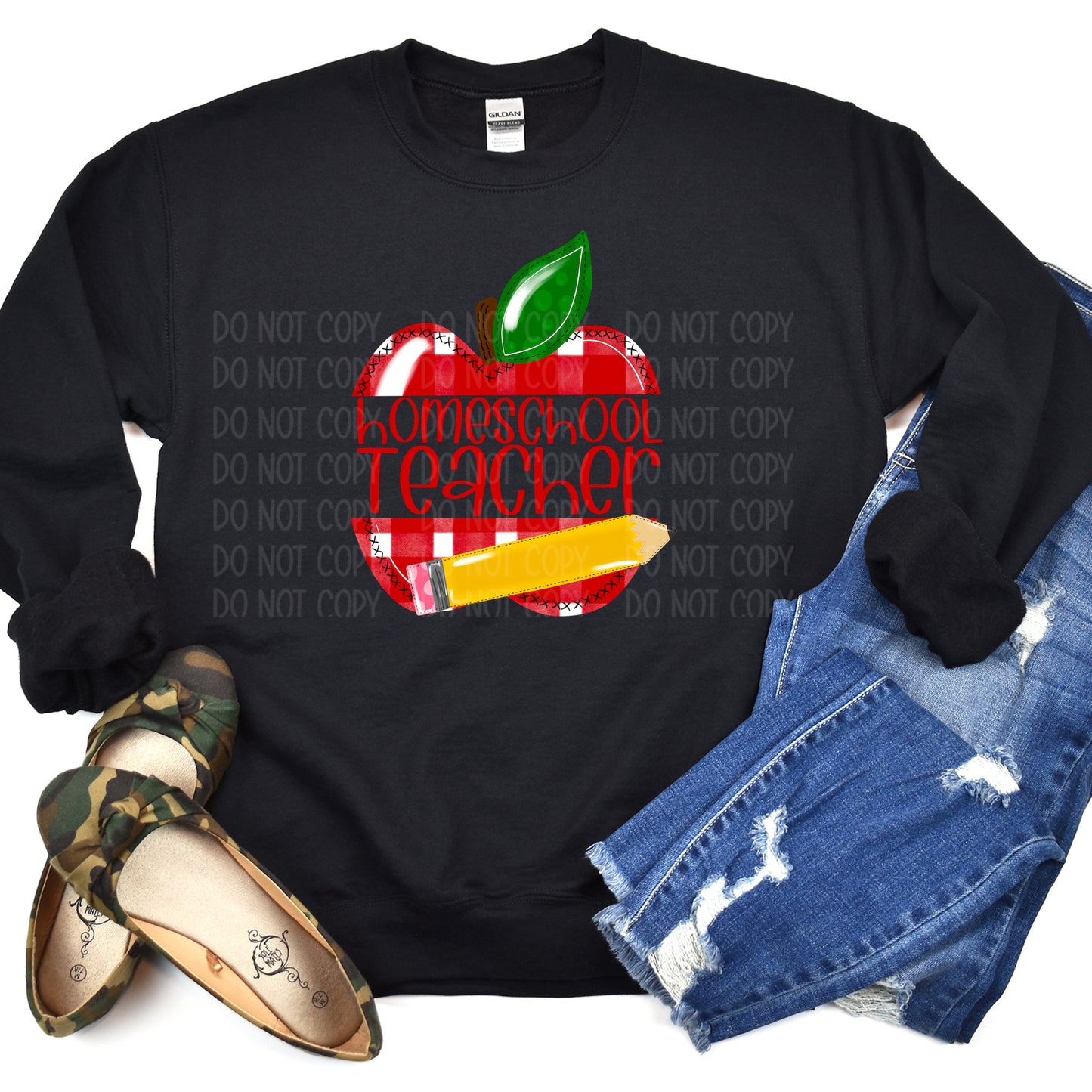 DTF TRANSFER Homeschool Teacher (Apple & Pencil)