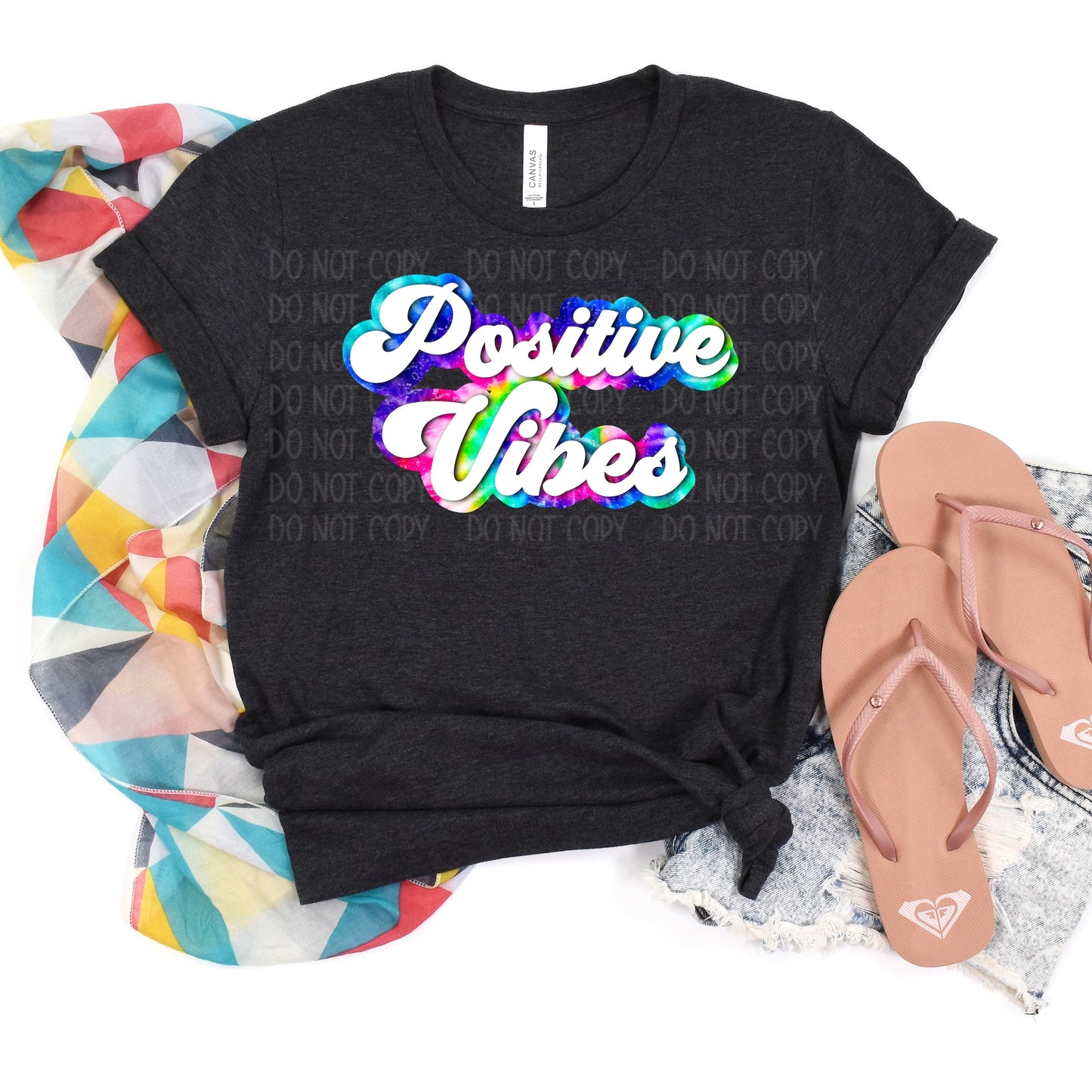 DTF TRANSFER Positive Vibes Tie Dye