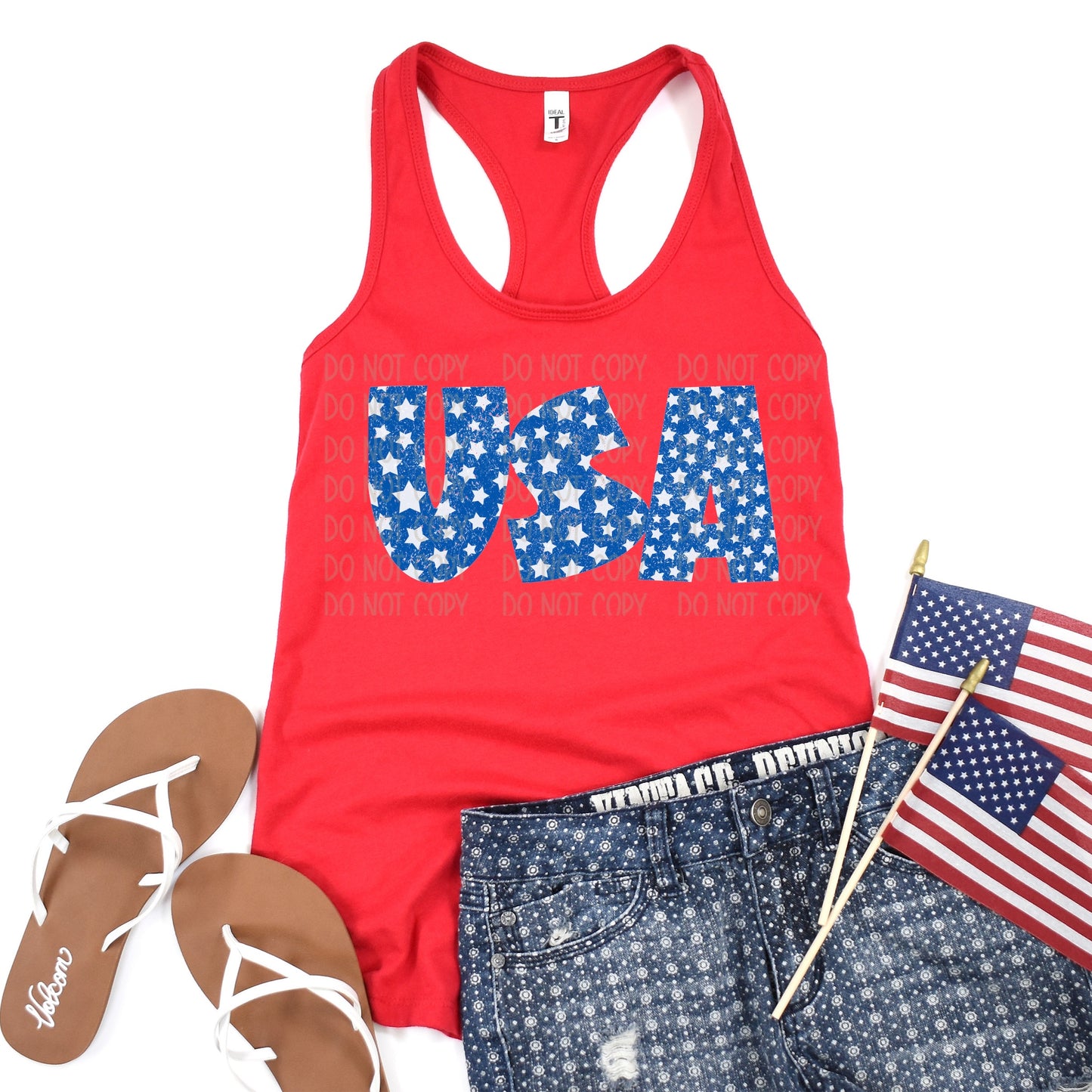 DTF TRANSFER USA Blue/White Stars (Extra Bold)