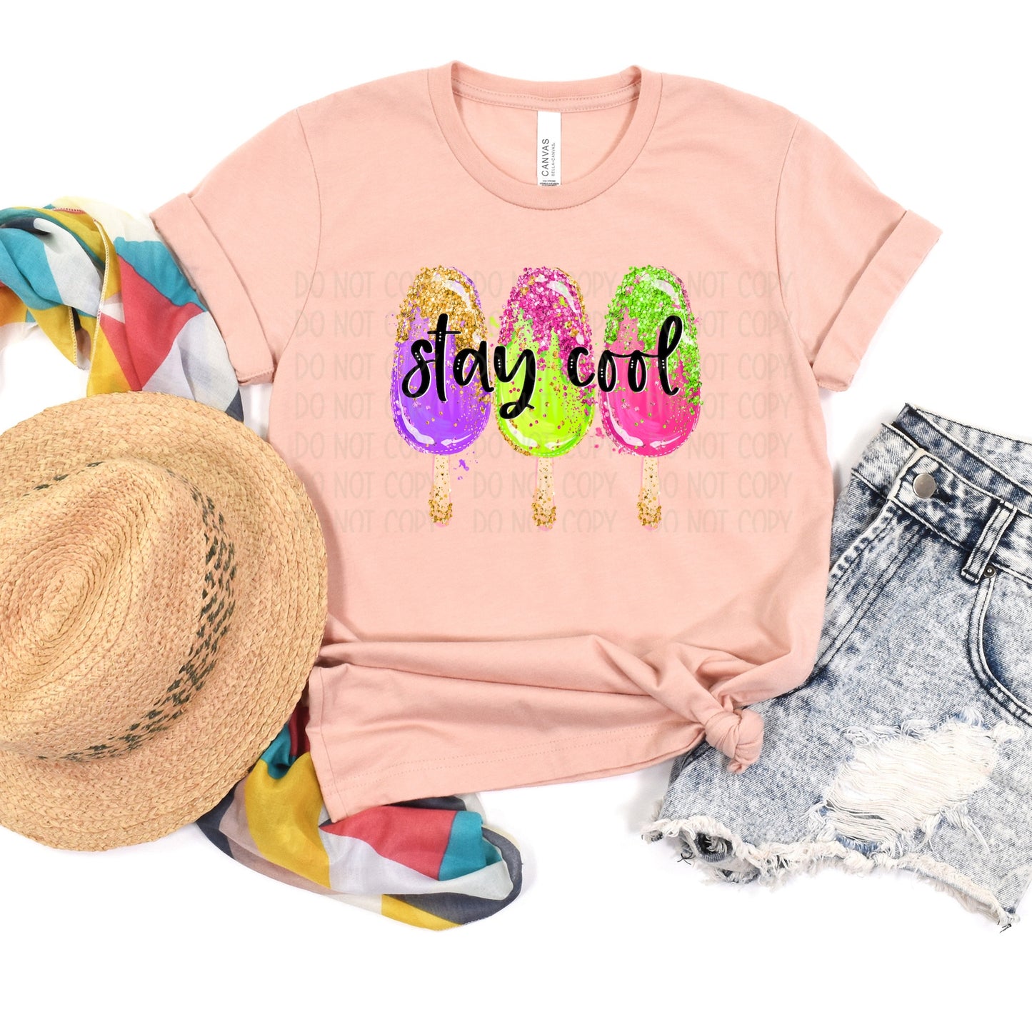 DTF TRANSFER Stay Cool Glitter Popsicles