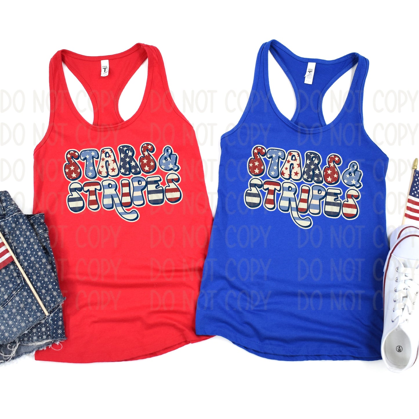 DTF TRANSFER Stars & Stripes Retro (Red/Wht/Blue Stars/Stripes)