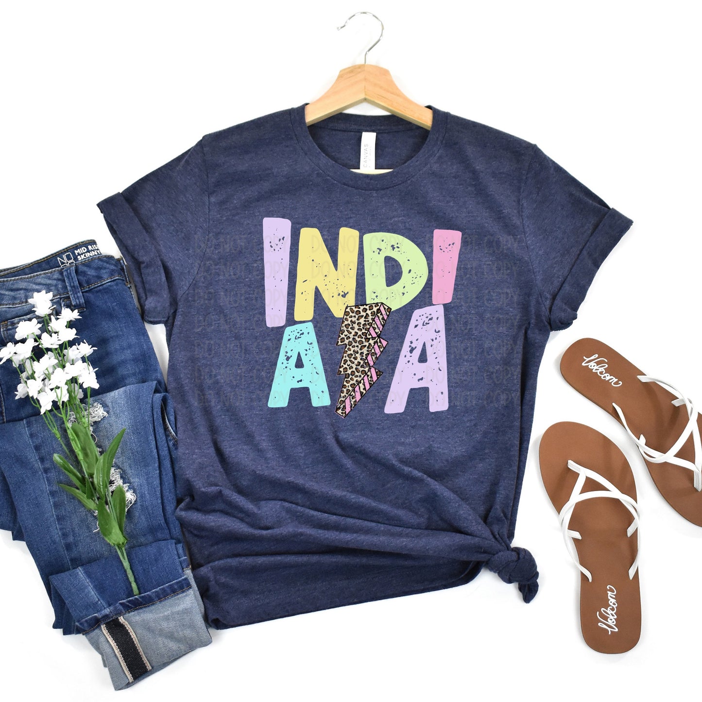 DTF TRANSFER Indiana Pastel Lightning Bolt