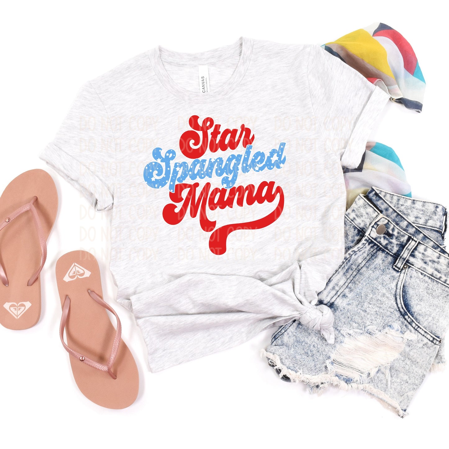 DTF TRANSFER Star Spangled Mama (Red/Stars/Red)