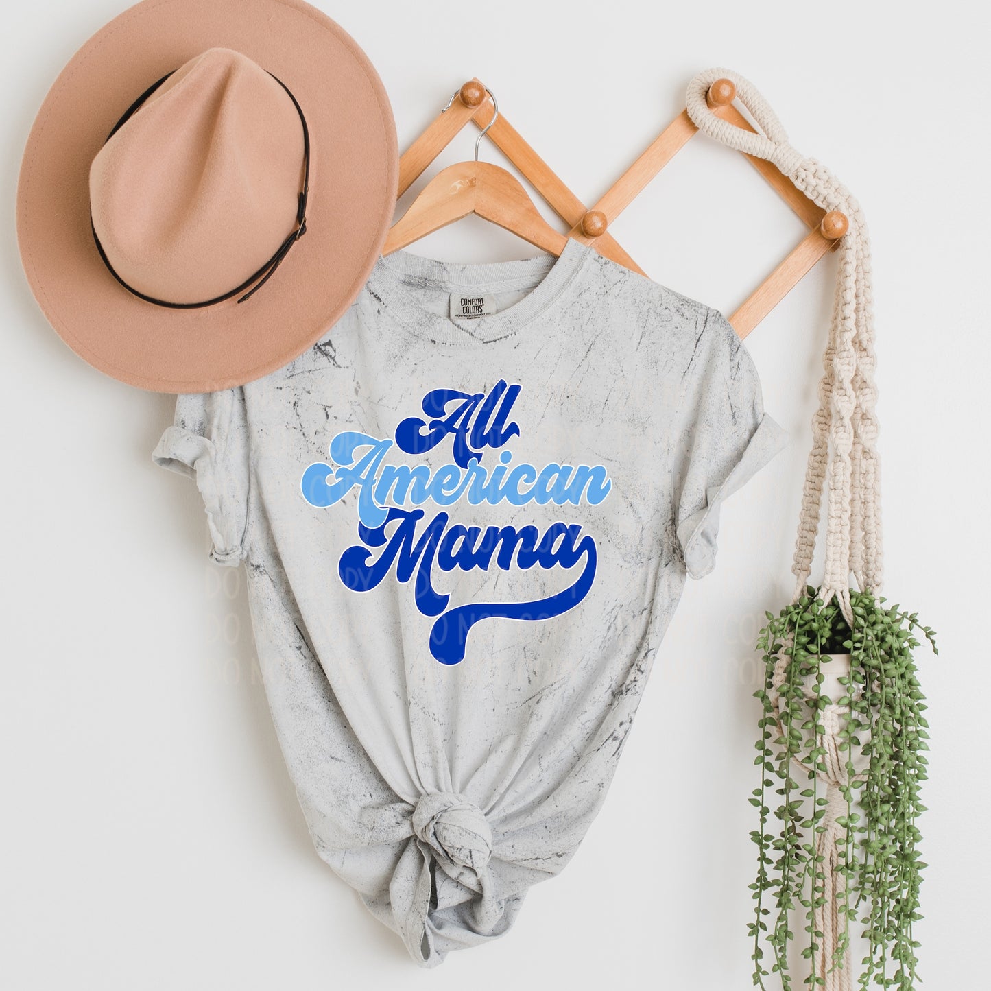 DTF TRANSFER All American Mama (Blue/Blue)