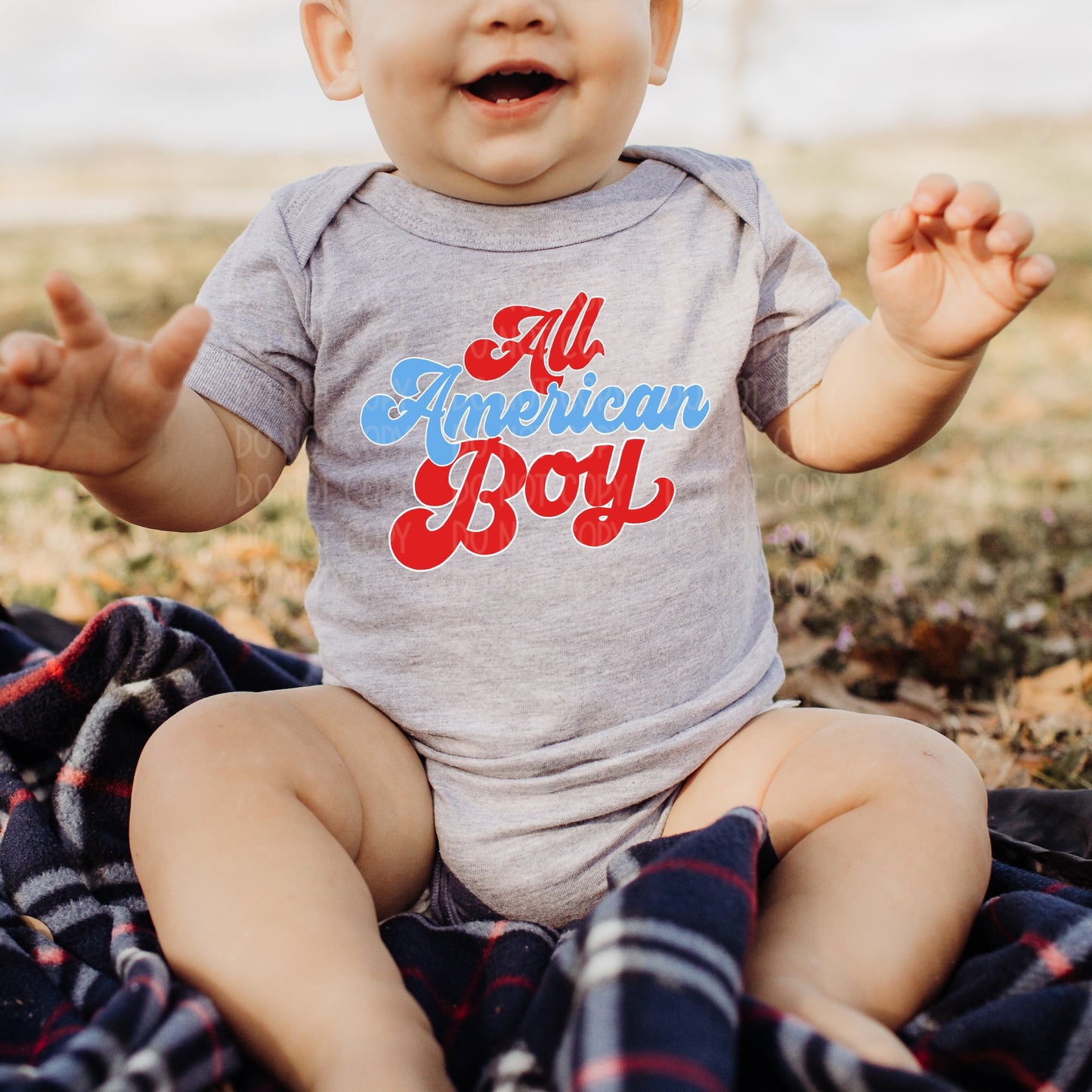 DTF TRANSFER All American Boy (Red/Red)