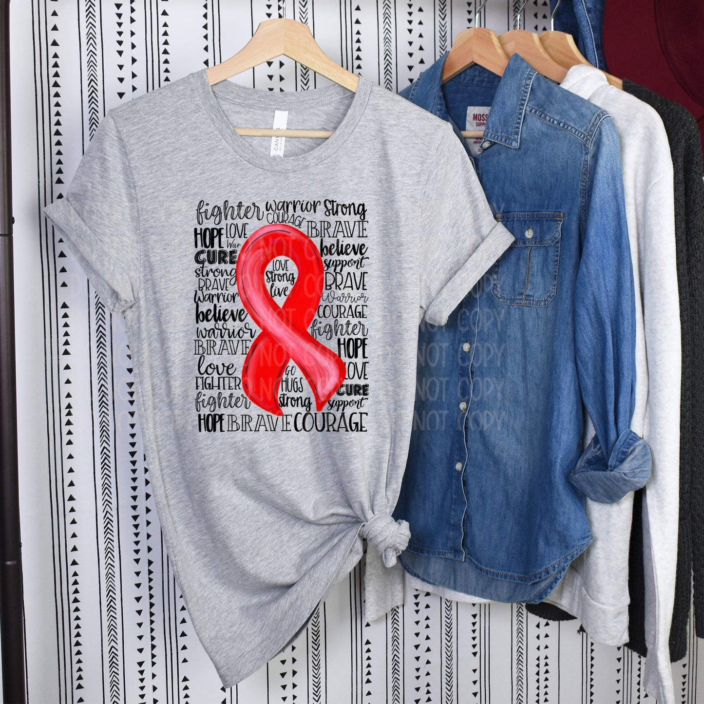 DTF TRANSFER Red Ribbon (Awareness)
