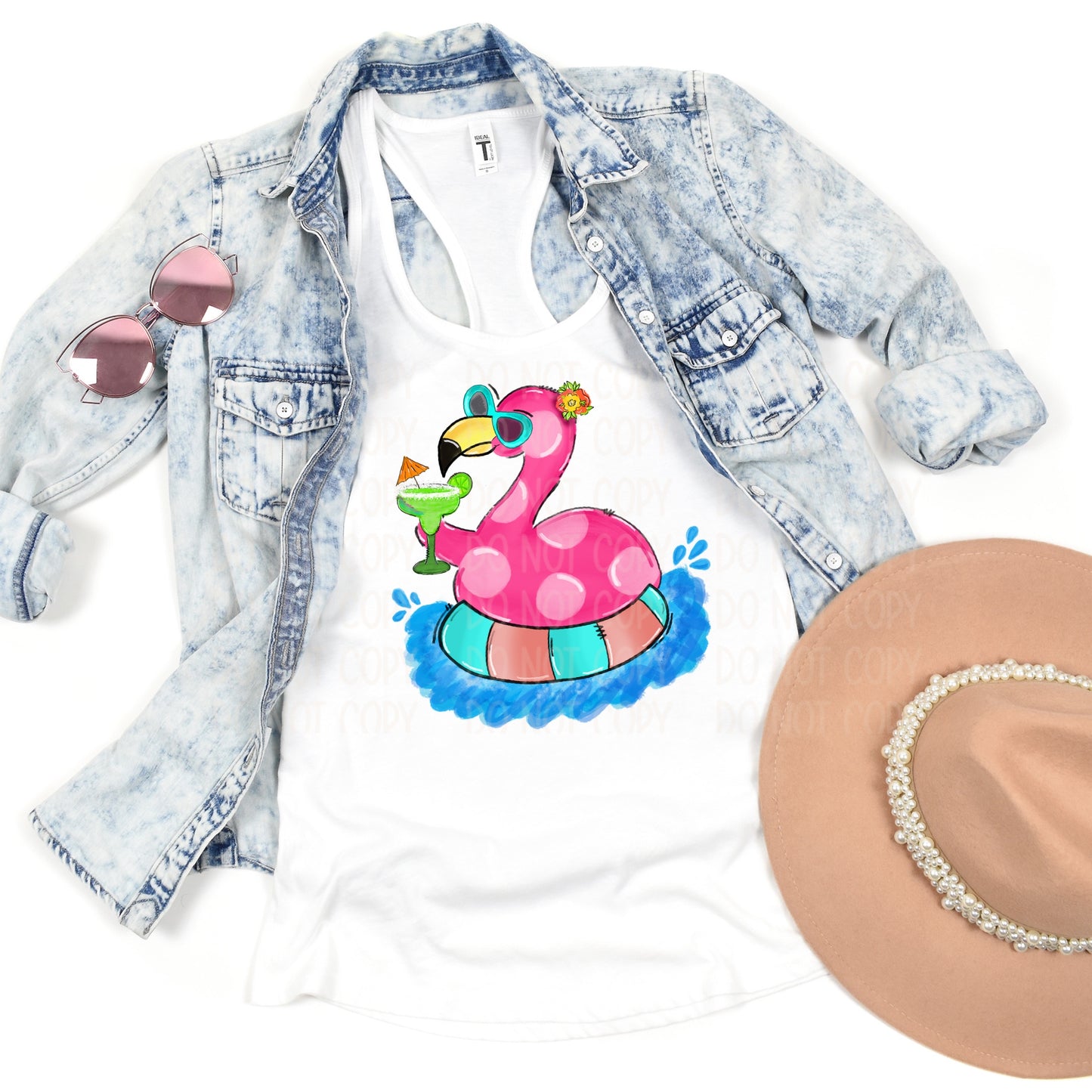 DTF TRANSFER Flamingo Margarita Pool Tube