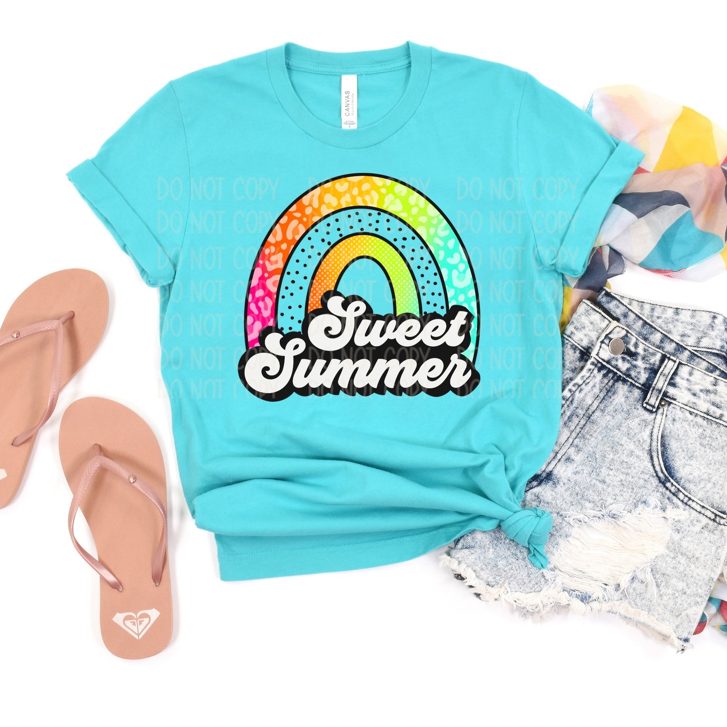 DTF TRANSFER Sweet Summer Leopard Rainbow