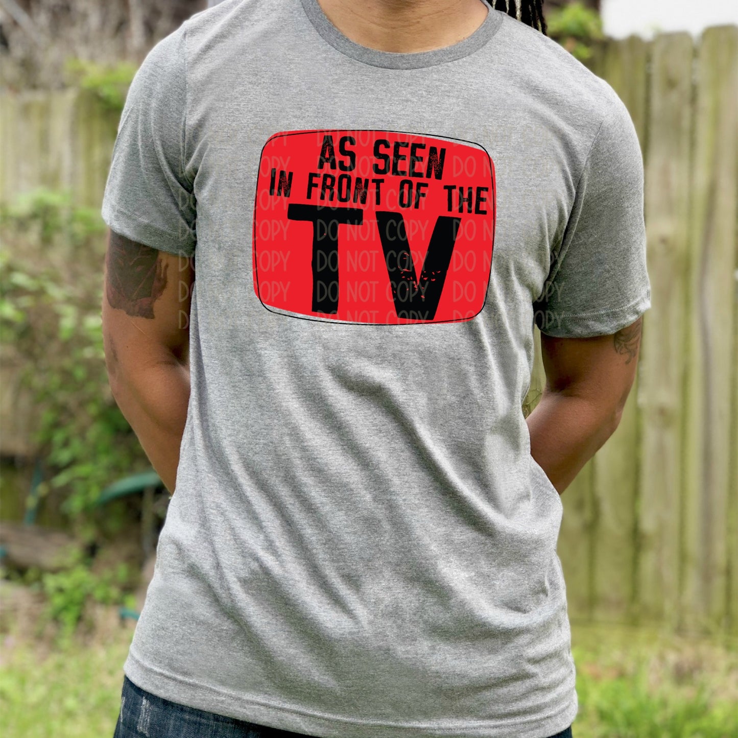 DTF TRANSFER As Seen In Front Of The TV (Black Lettering)