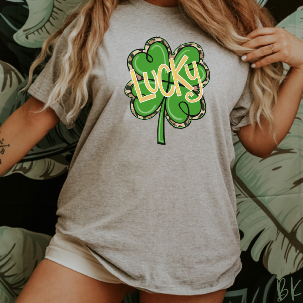 DTF TRANSFER Lucky Shamrock Cheetah Outline