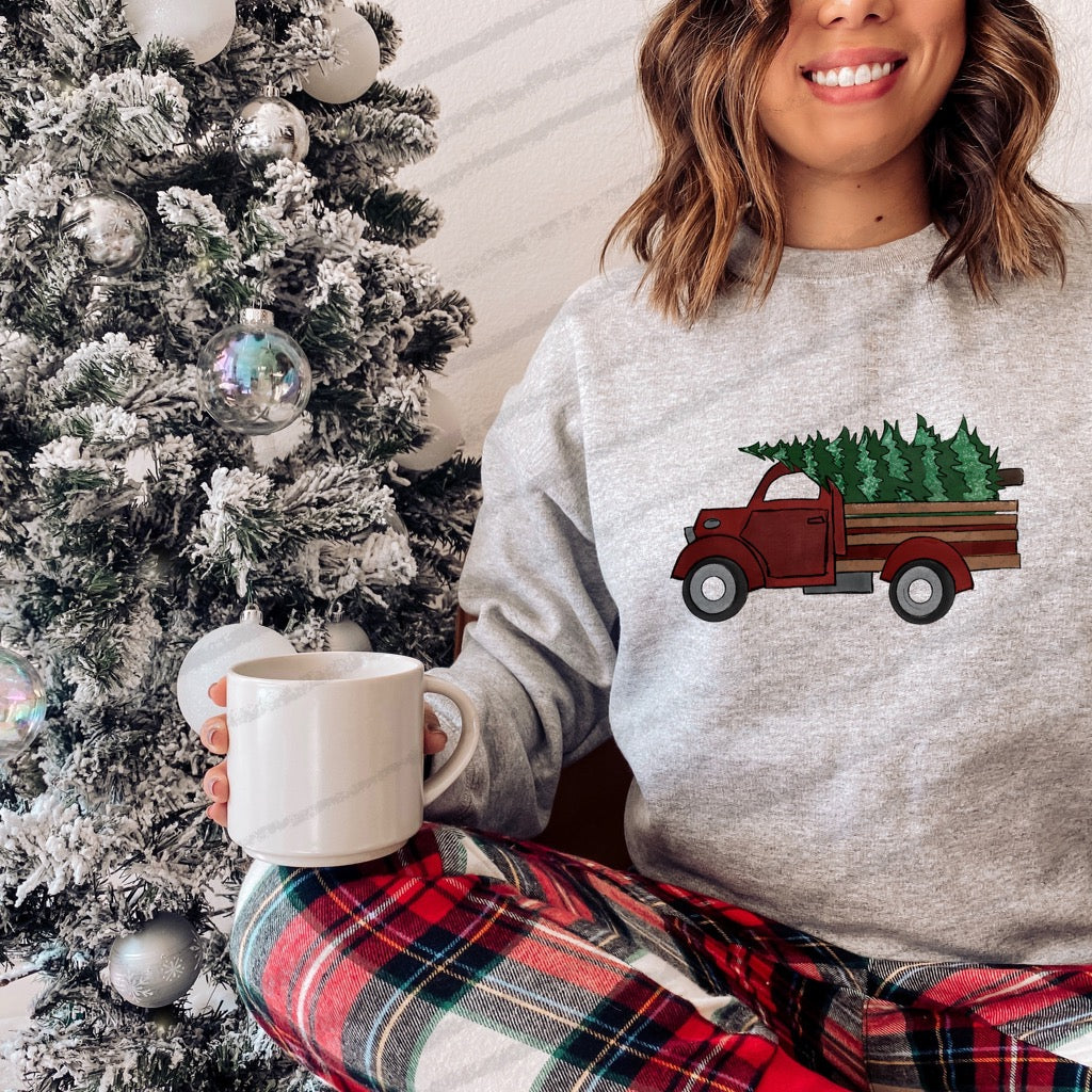 DTF TRANSFER Red Truck Christmas Tree