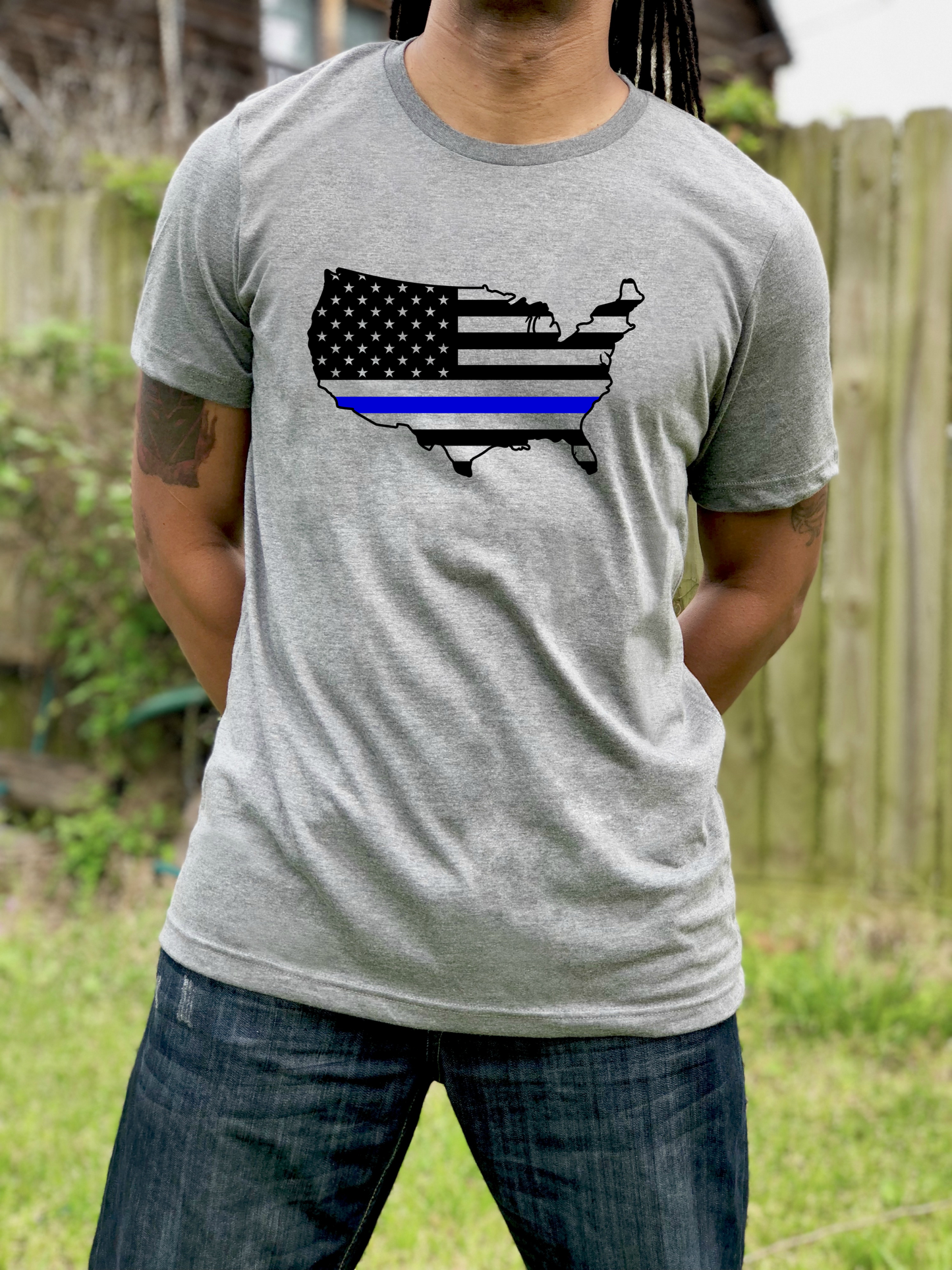 DTF TRANSFER USA blue line flag