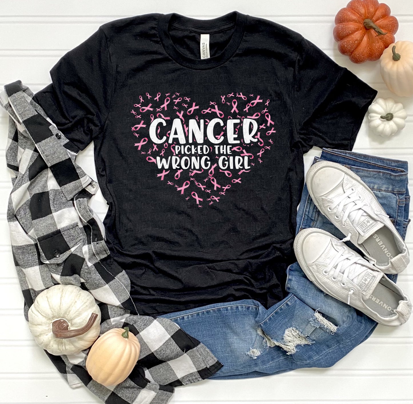 DTF TRANSFER Cancer Picked The Wrong Girl Breast Cancer Awareness