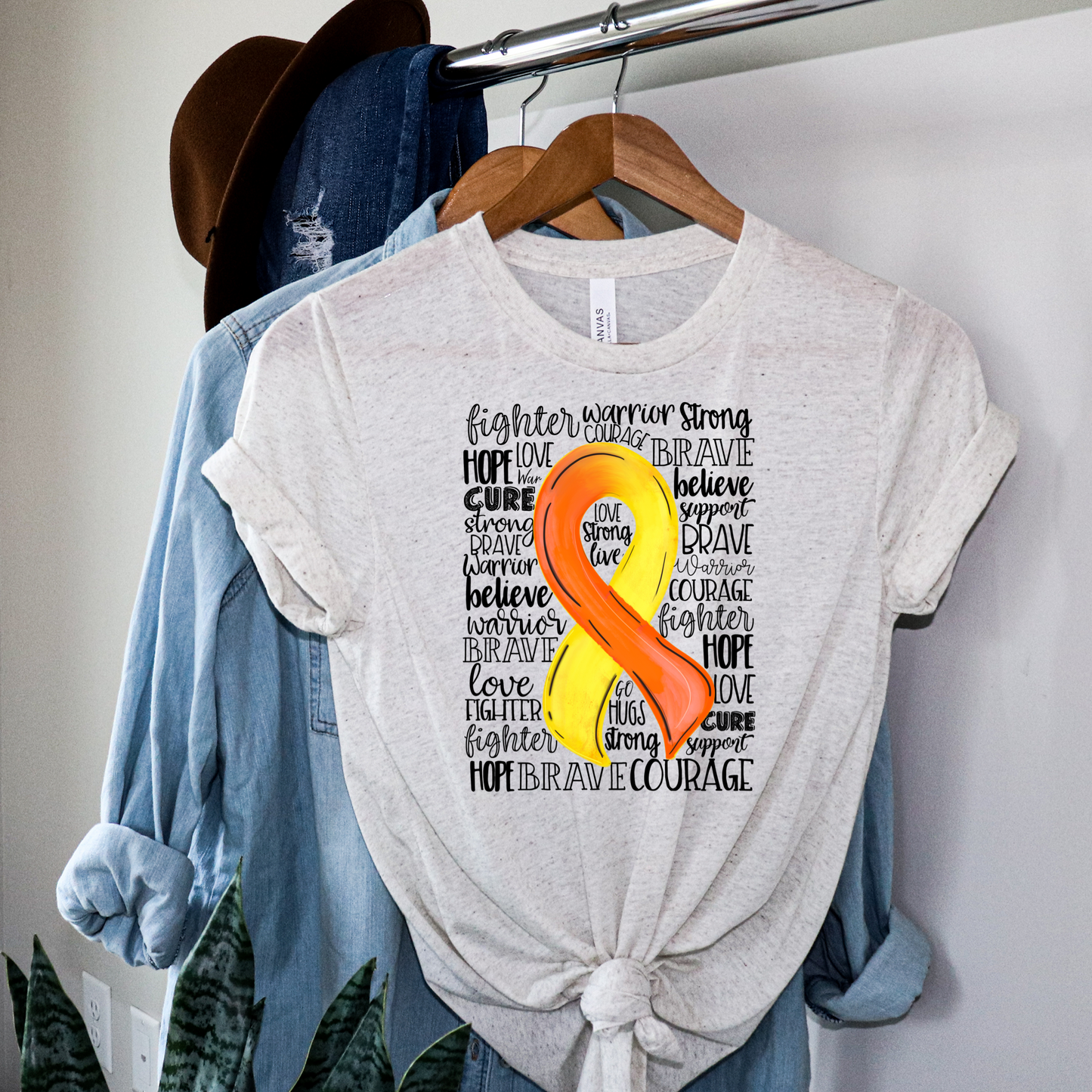 DTF TRANSFER Orange and yellow Awareness Ribbon