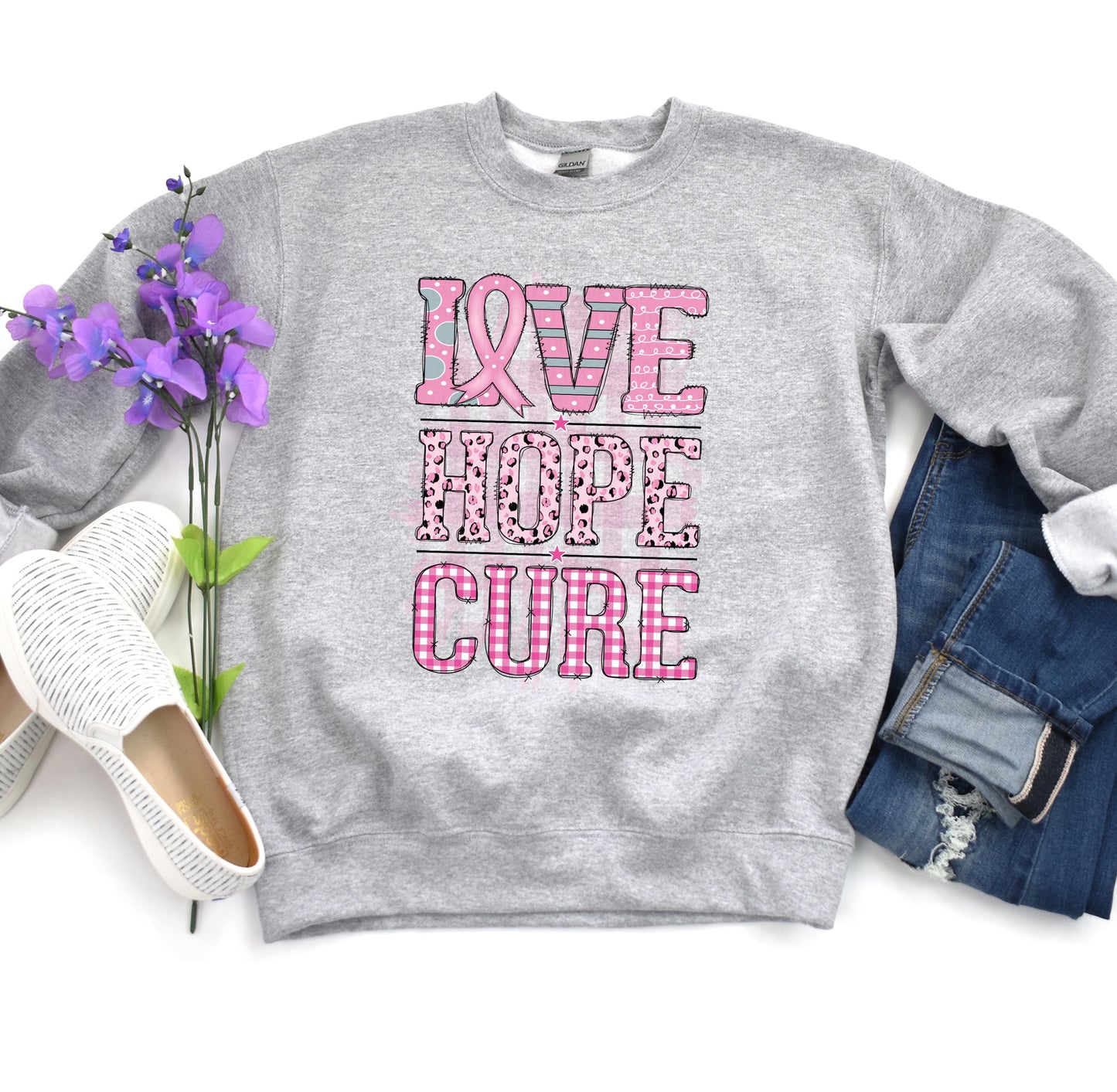 DTF TRANSFER Love Hope Cure Breast Cancer Awareness