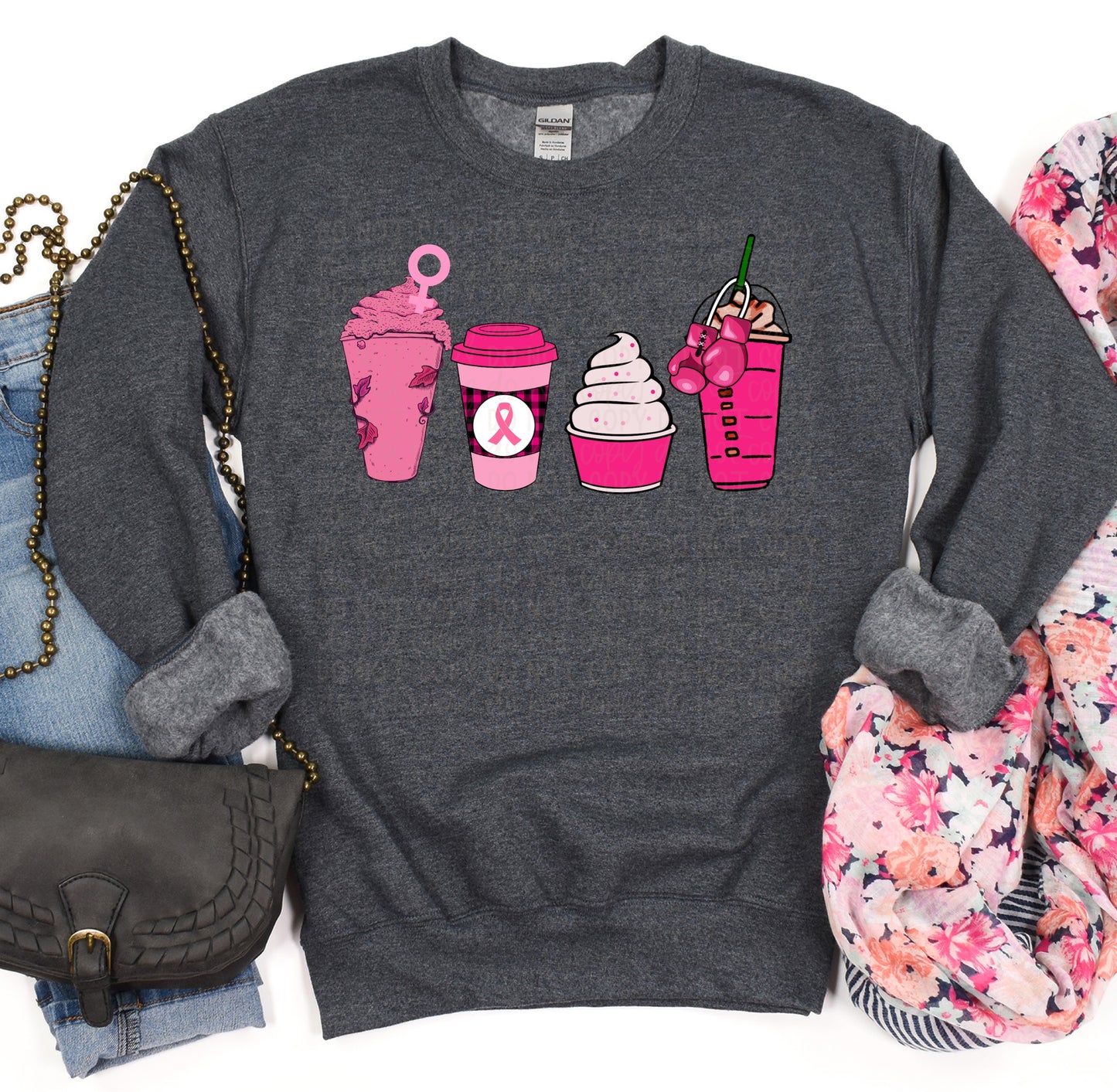 DTF TRANSFER Coffee Breast Cancer Awareness