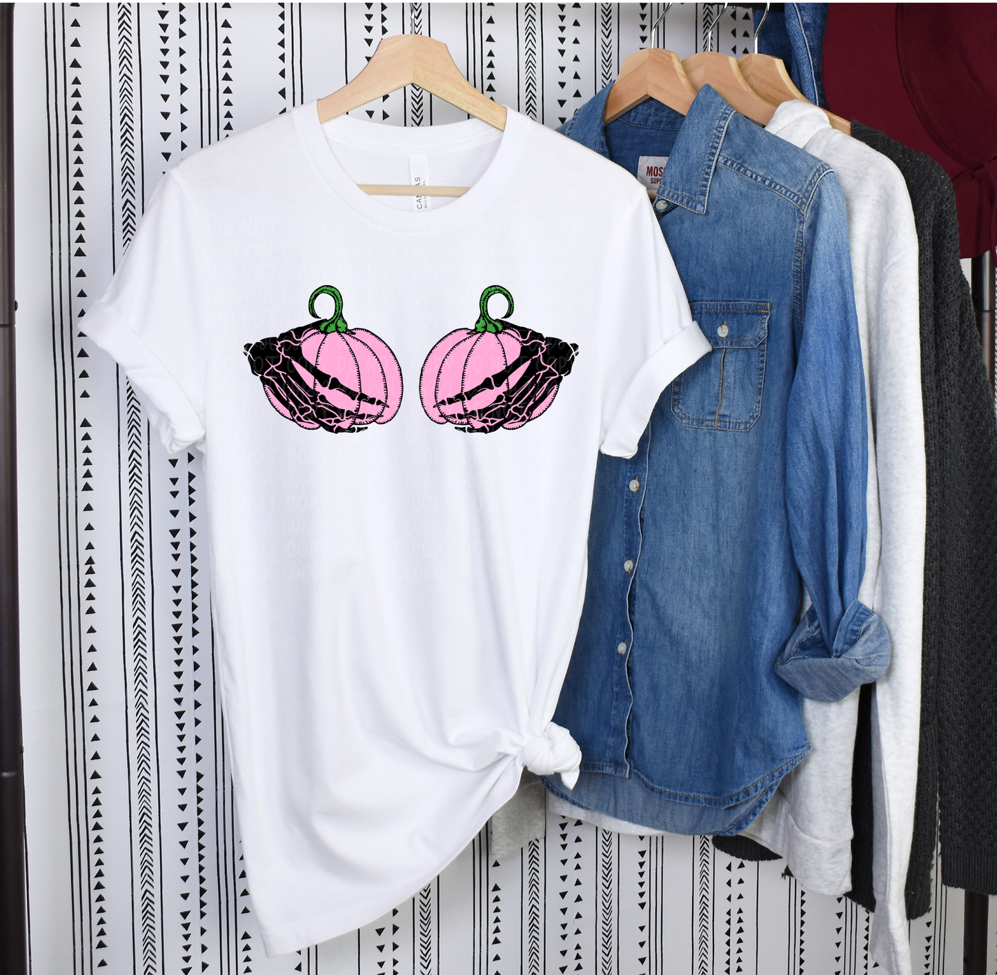 DTF TRANSFER Skellie Pink Pumpkin Tatas Breast Cancer Awareness