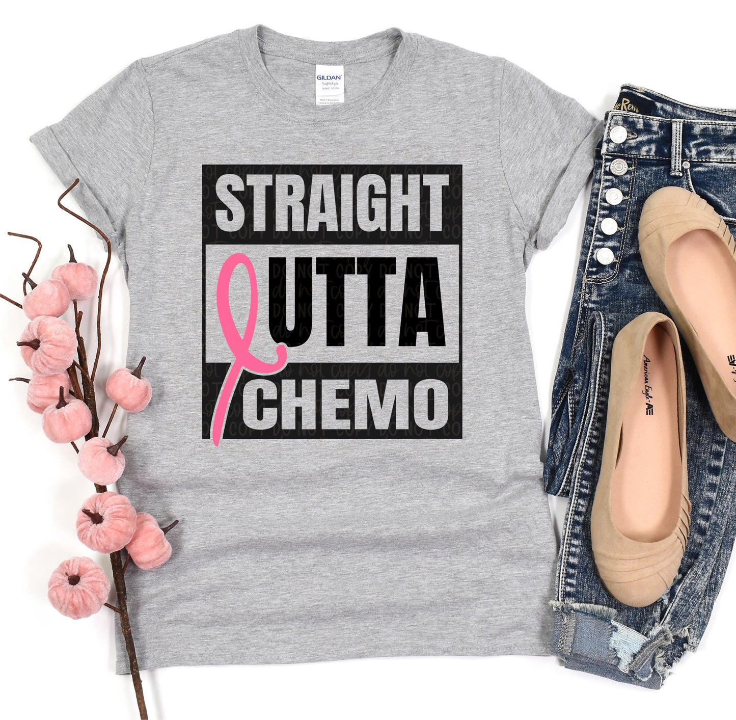 DTF TRANSFER Straight Outta Chemo Breast Cancer Awareness