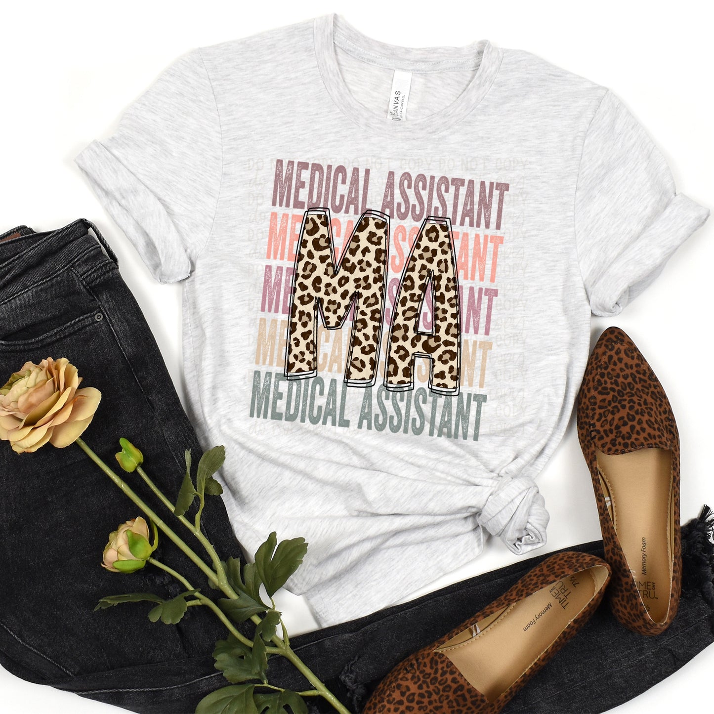 DTF TRANSFER Medical Assistant Leopard Stacked