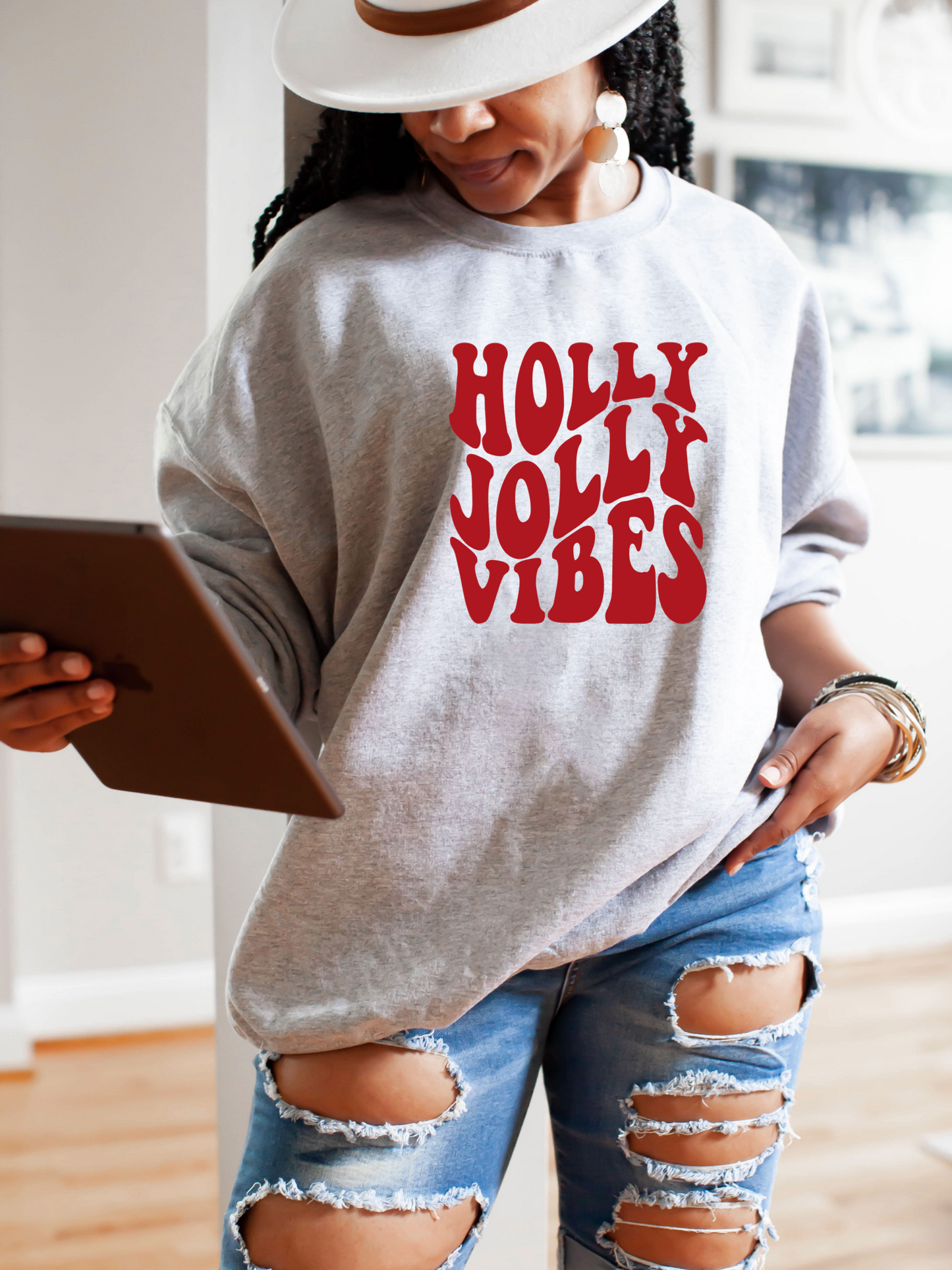 DTF TRANSFER Holly Jolly Vibes Red