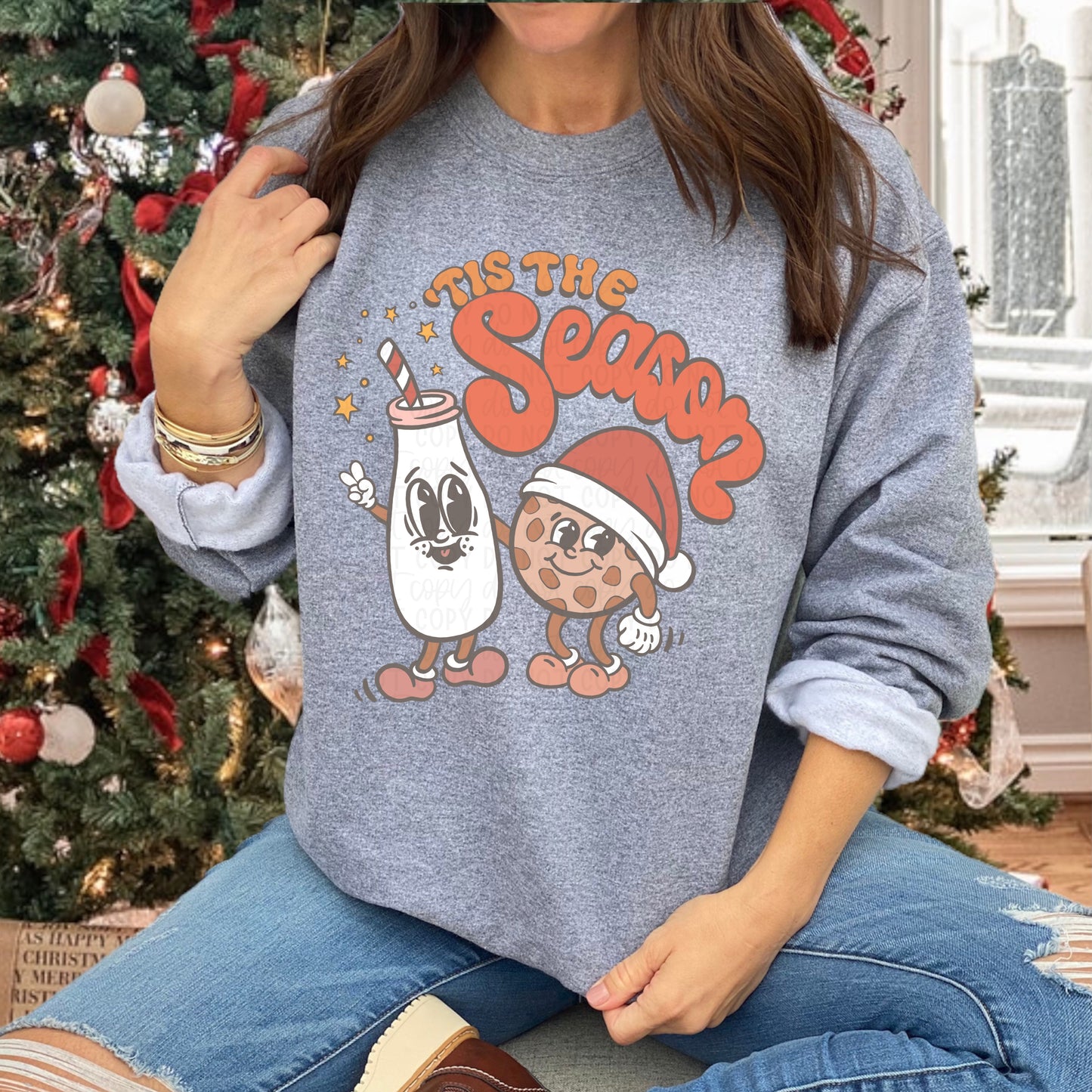 DTF TRANSFER Tis The Season Milk & Cookies