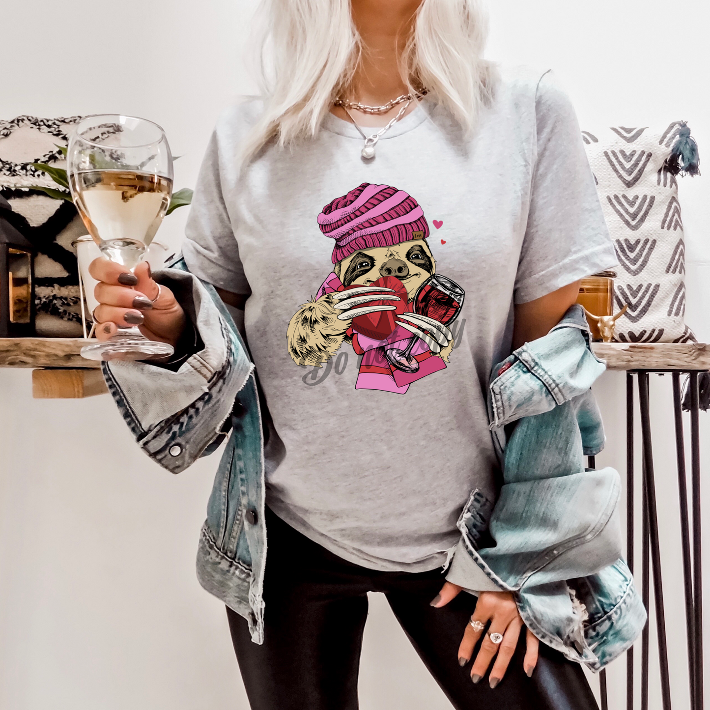 DTF TRANSFER sloth with wine