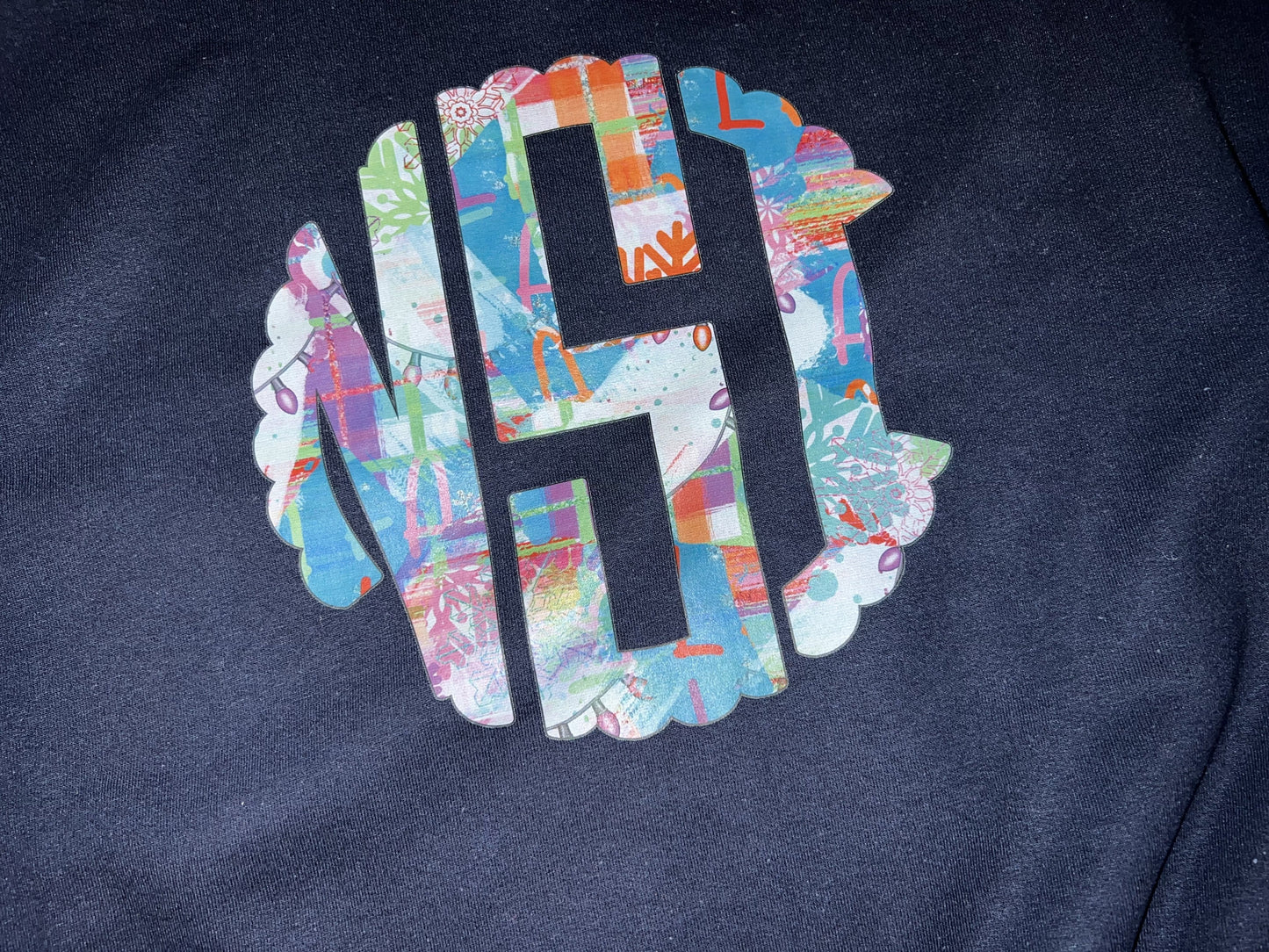 Personalized Christmas Monogram Crew Navy Sweatshirt