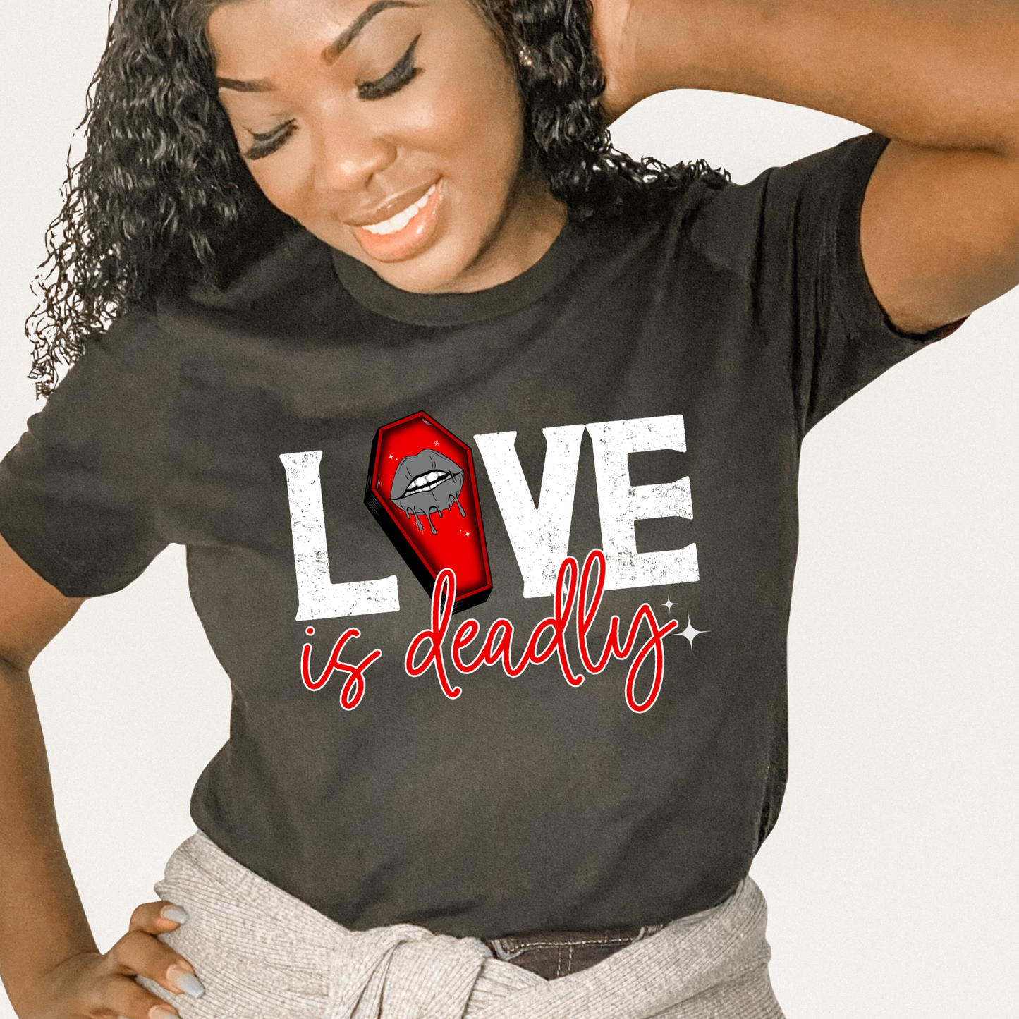 DTF TRANSFER love is deadly white