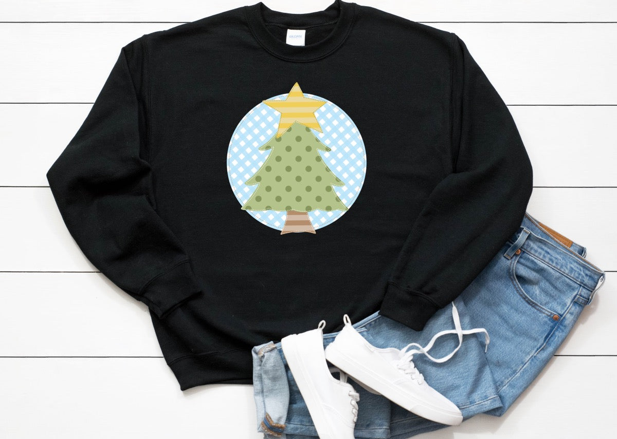 DTF TRANSFER Christmas Tree Blue Gingham