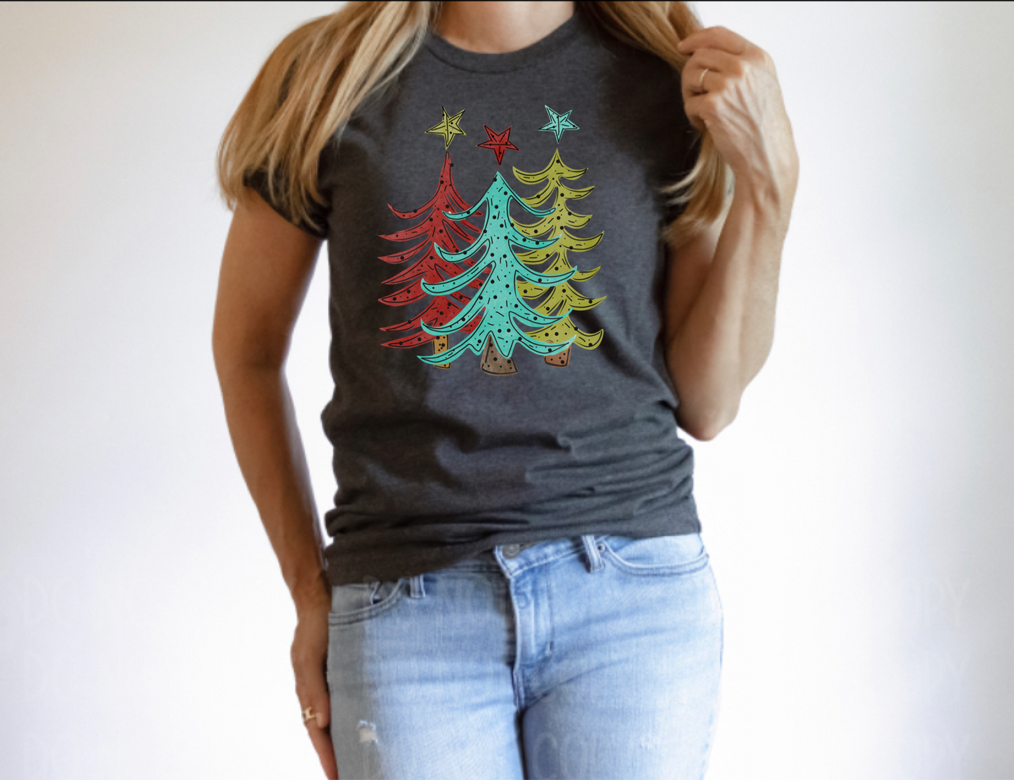 DTF TRANSFER Dotted Christmas Tree Trio