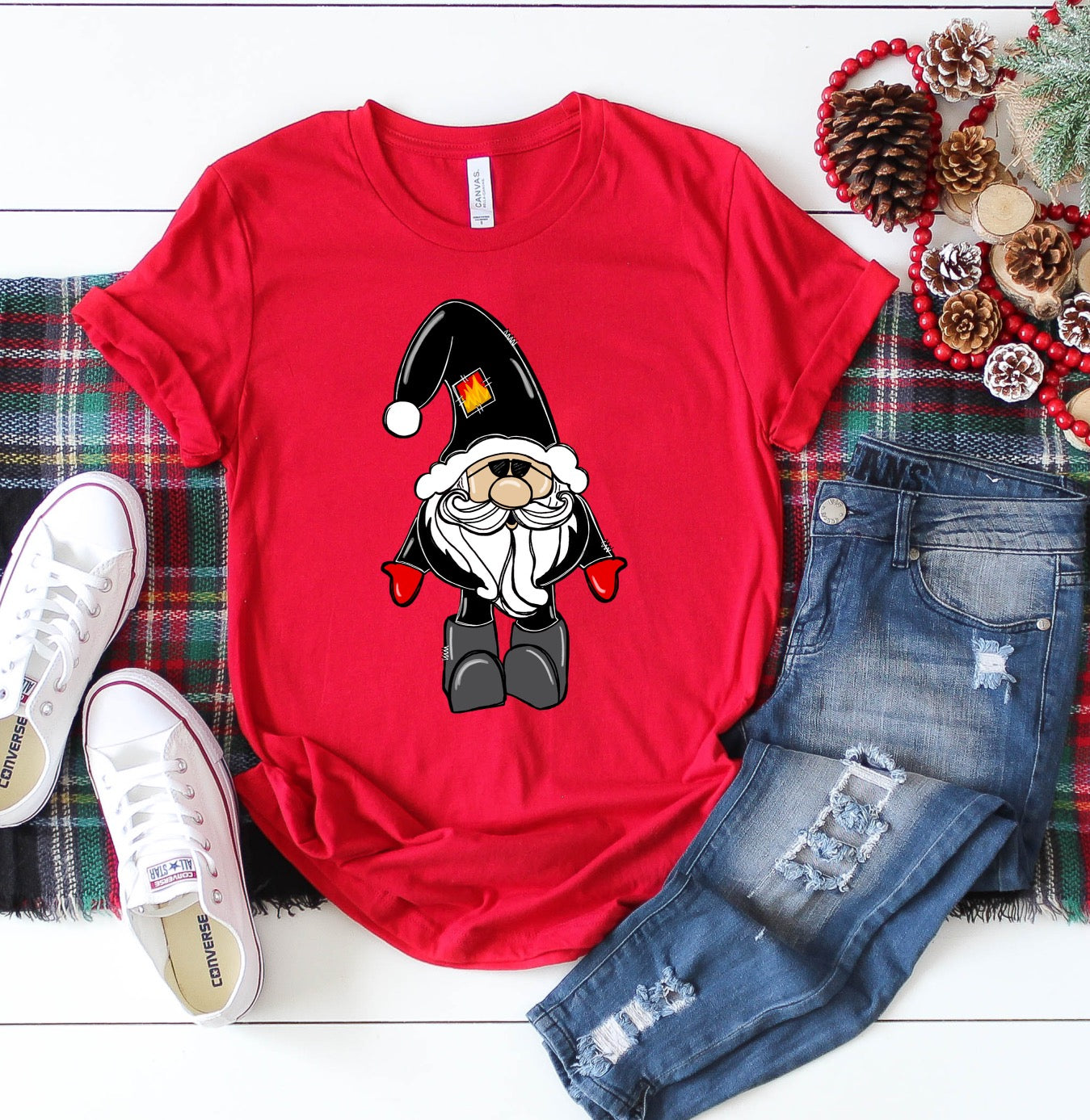 DTF TRANSFER Biker Santa Gnome