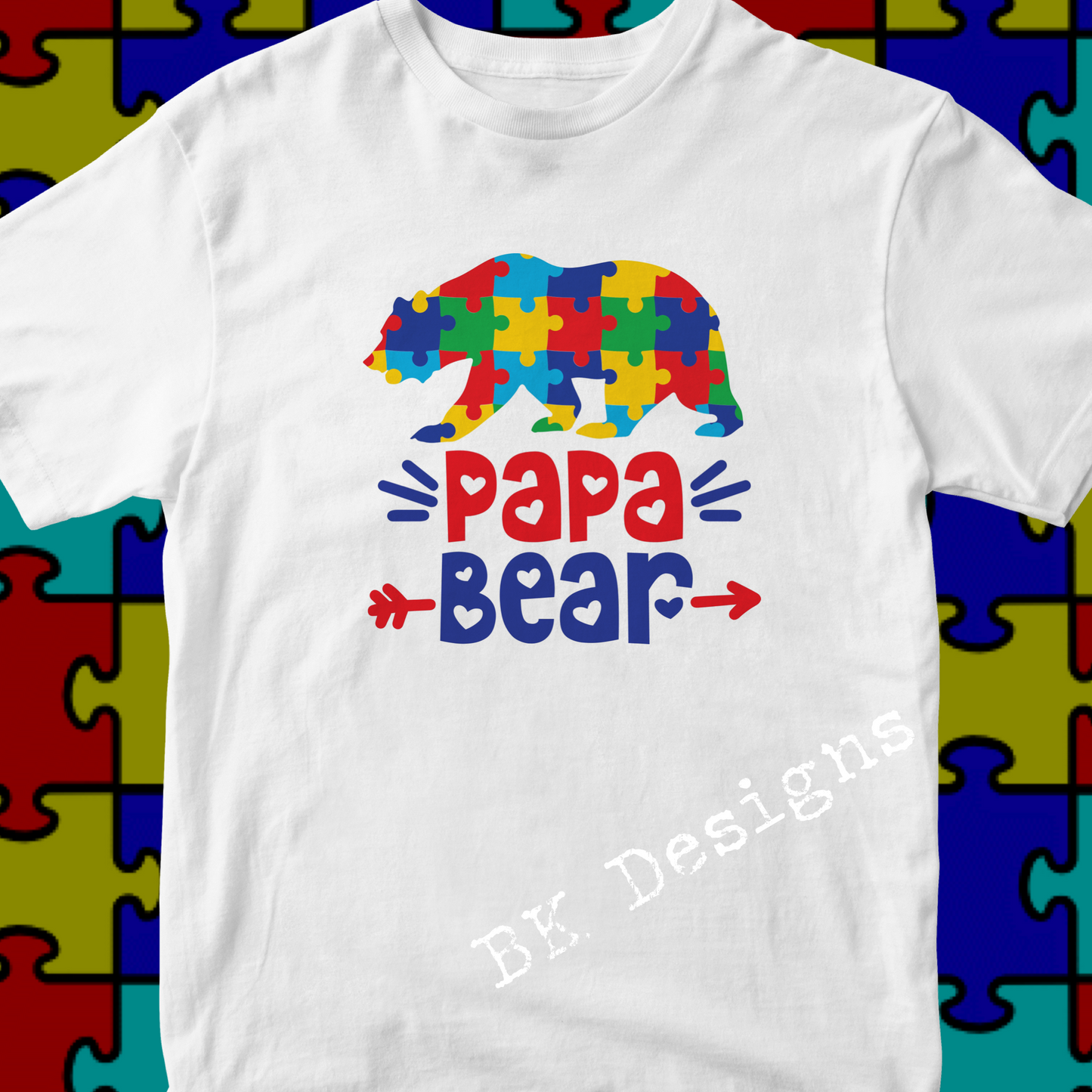 DTF TRANSFER Papa bear-AUTISM AWARENESS
