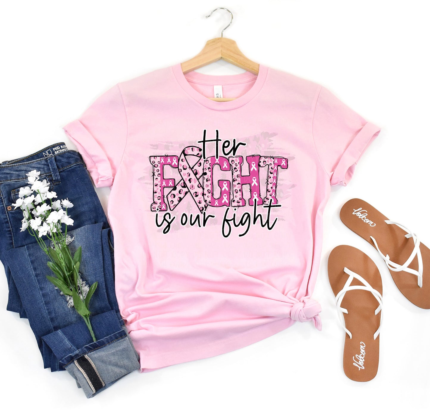 DTF TRANSFER Her Fight Is Our Fight Breast Cancer Awareness