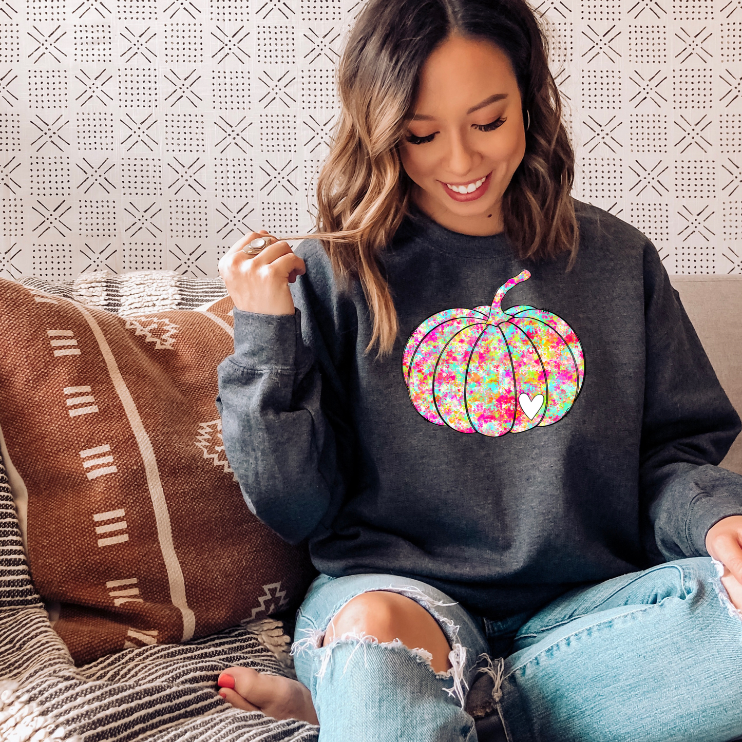 DTF TRANSFER Pumpkin Colorful Splatter