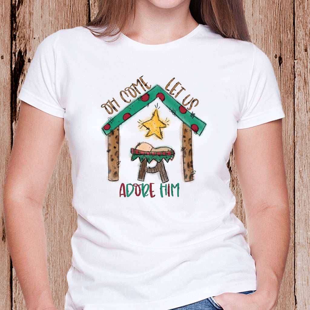 DTF TRANSFER Oh Come Let Us Adore Him