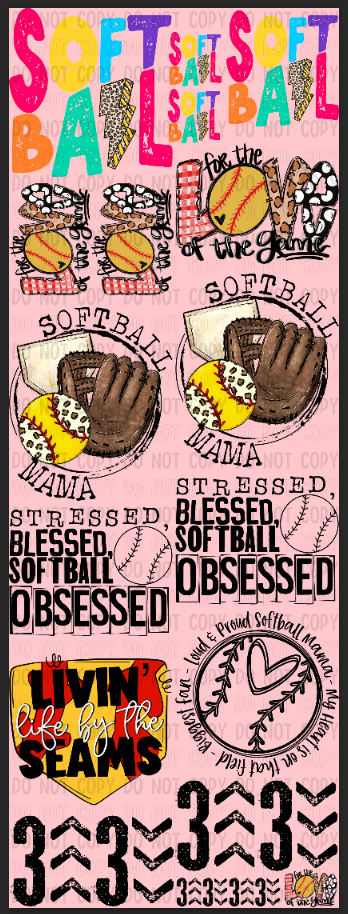 PREMADE GANG SHEET-Softball 22x60