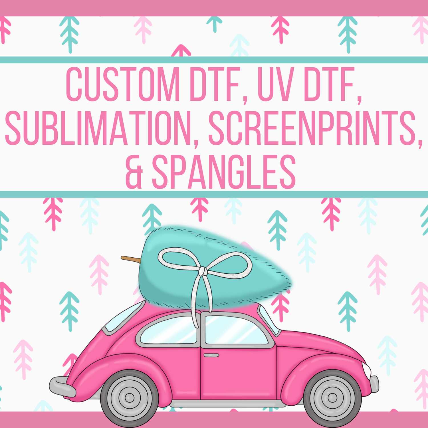 Custom DTF Transfers, UV DTF, Spangle, Sublimation, Screen Prints, and Artwork Fee