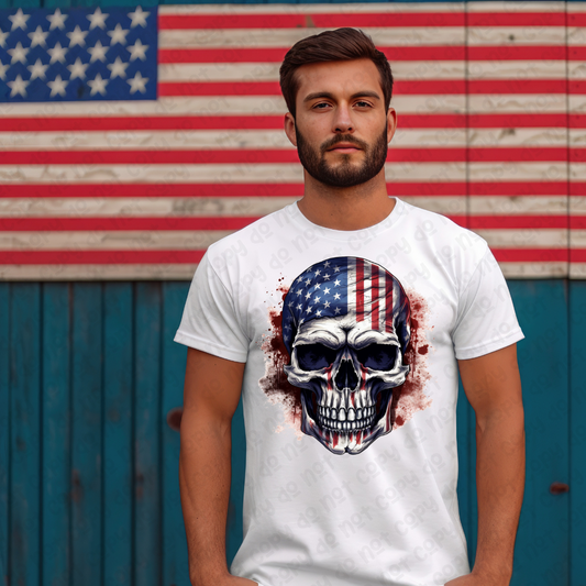 DTF TRANSFER Patriotic Skull