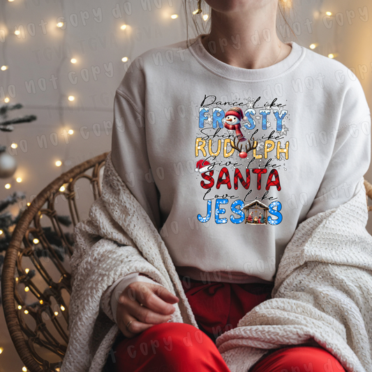 DTF TRANSFER Frosty Rudolph Santa Jesus