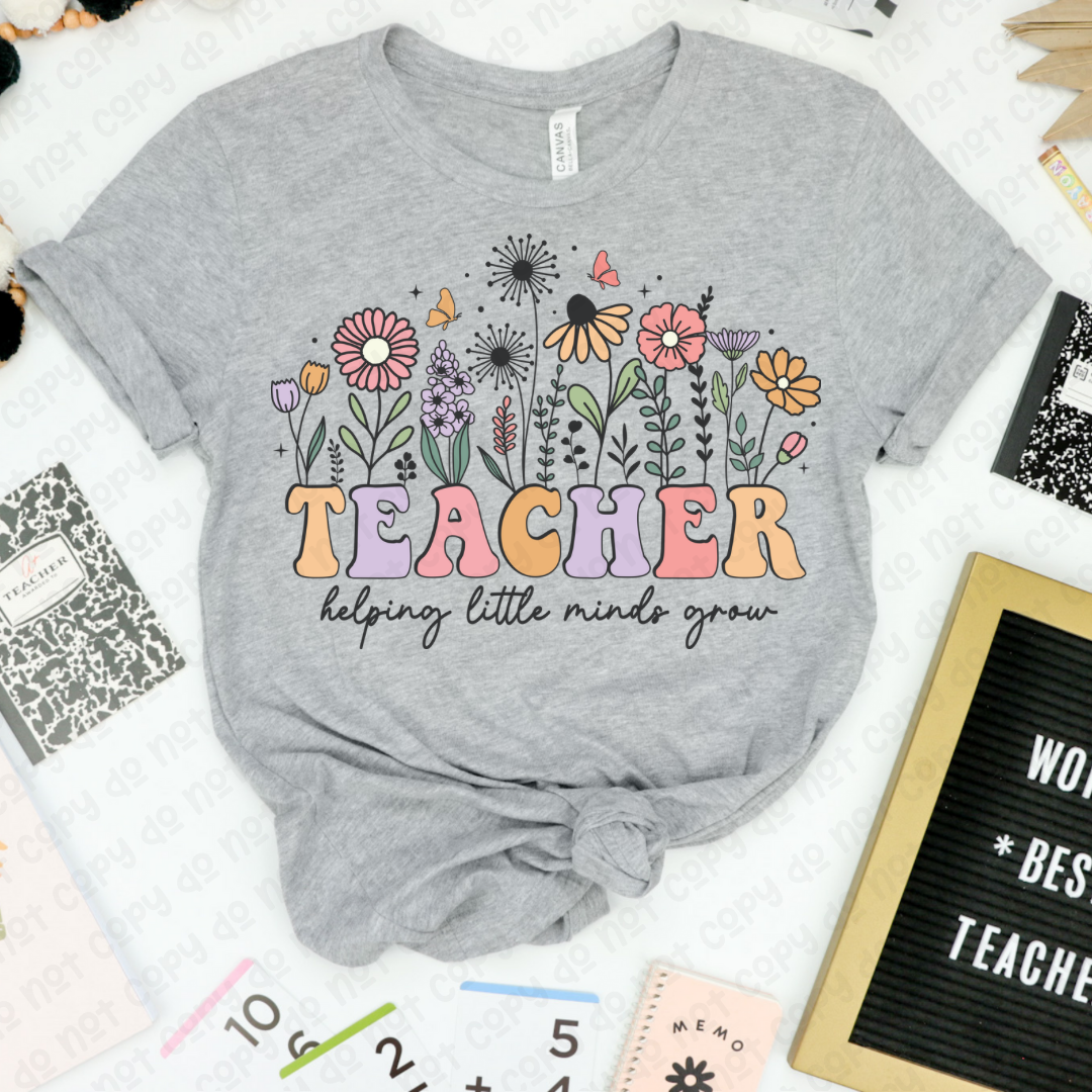 Teacher Helping Little Minds Grow Sport Grey Tee