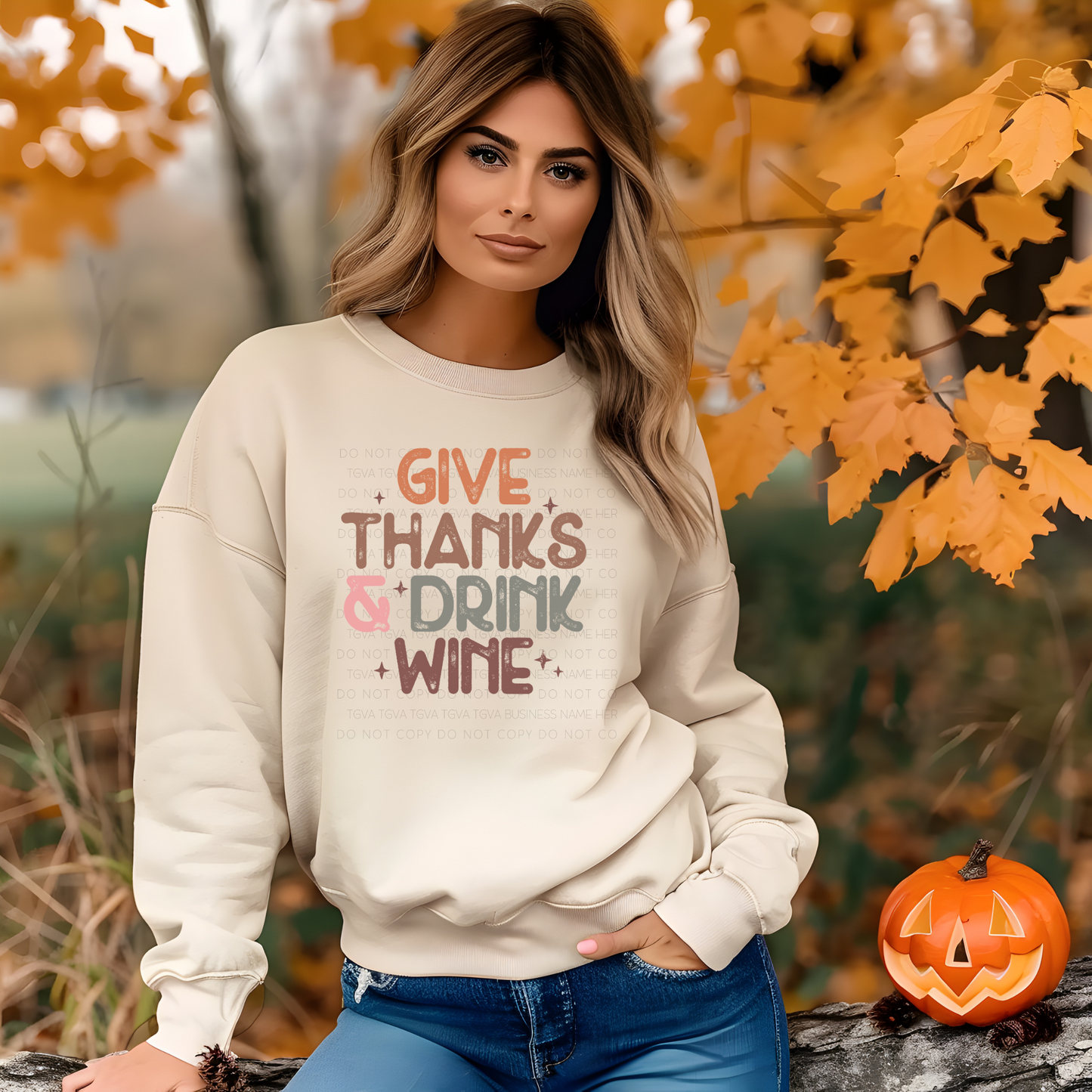 DTF TRANSFER Give Thanks & Drink Wine