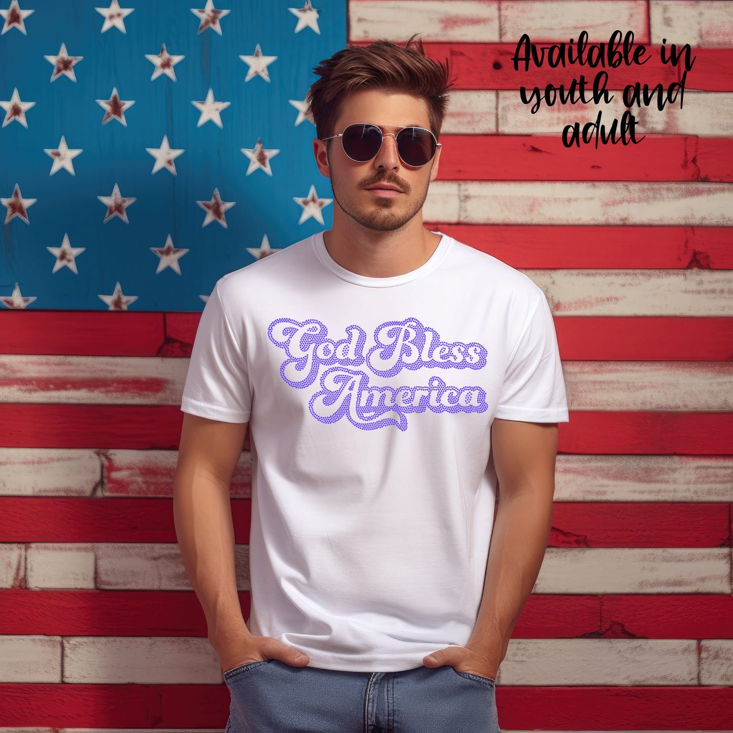 SPANGLES- God Bless America - One Color - 5-7 business day turnaround time