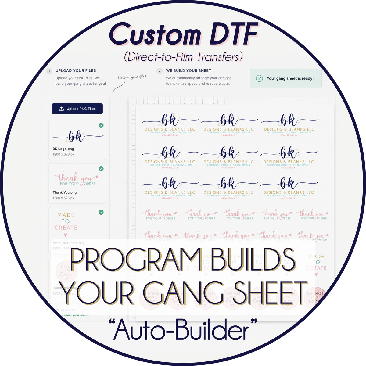 DTF AUTO GANG BUILDER** 1-2 business day TAT**PROGRAM BUILDS SHEET FOR YOU [22.5" WIDE]