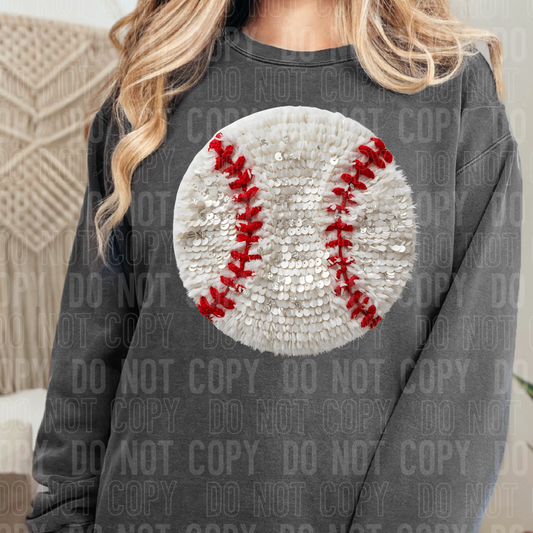 DTF TRANSFER Faux Yarn Sequin Baseball