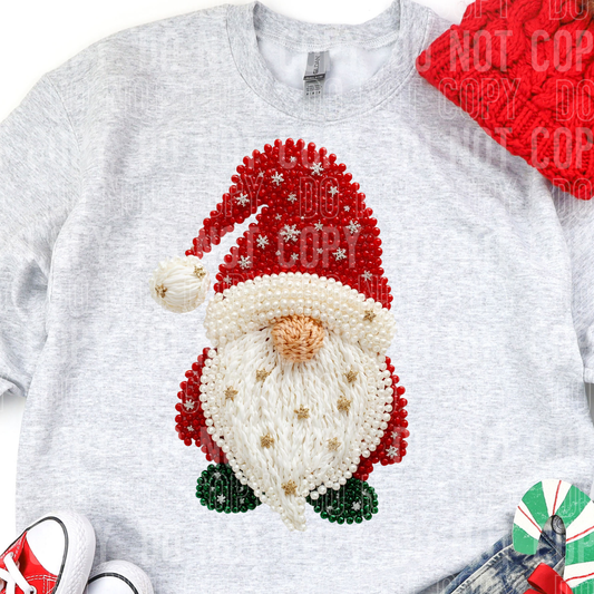 DTF TRANSFER Faux Pearls Christmas Gnome